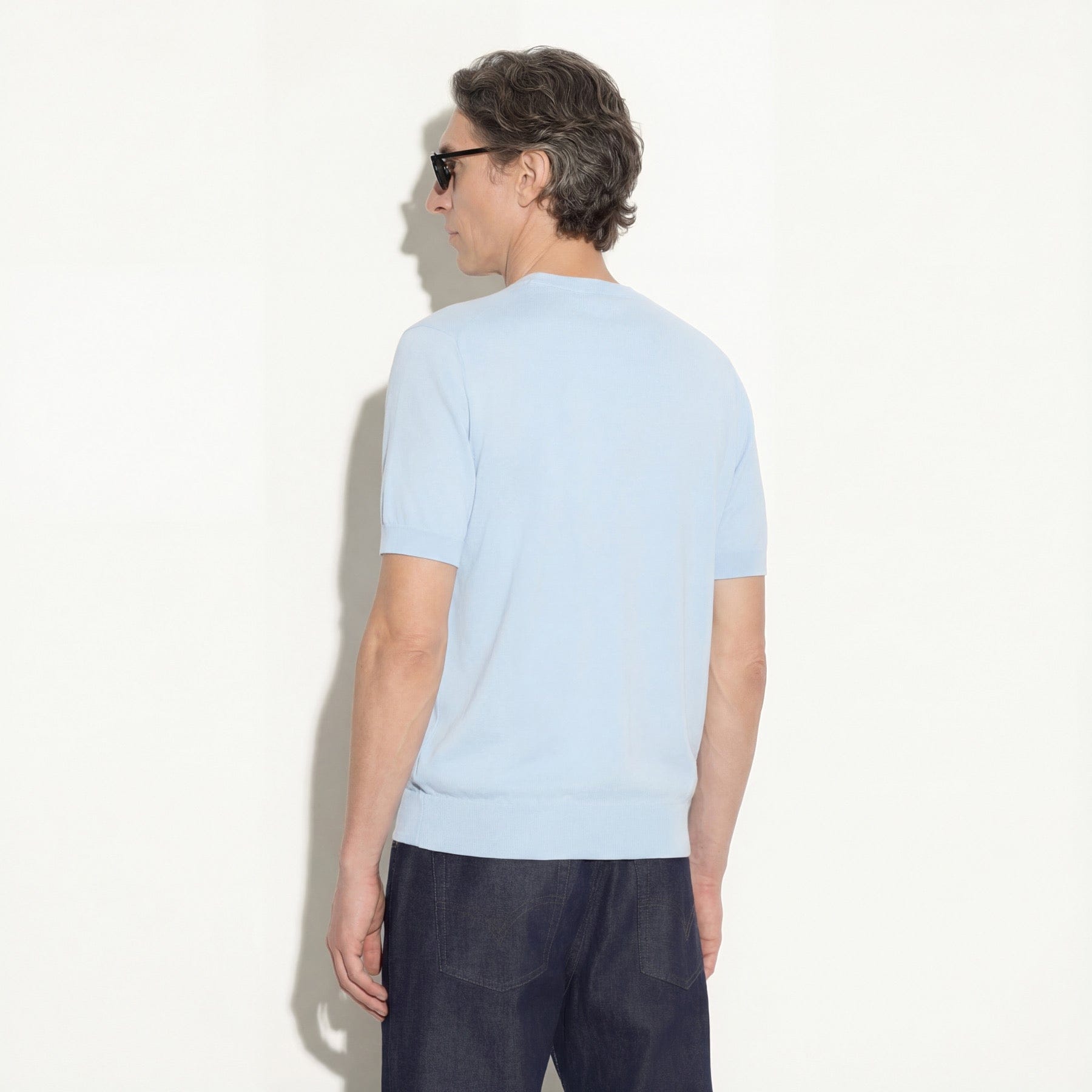 Maglia Girocollo in Cotone Azzurro Maglia Girocollo Paolo Pecora