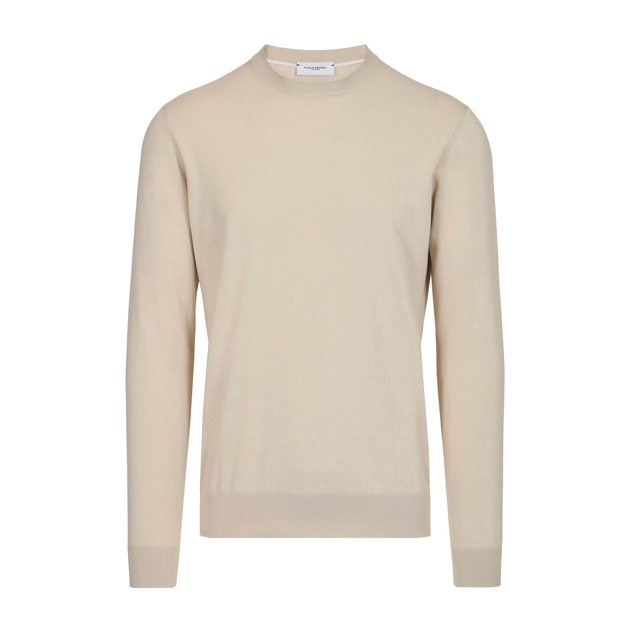 Maglia Girocollo in Cotone Beige Maglia Girocollo Paolo Pecora