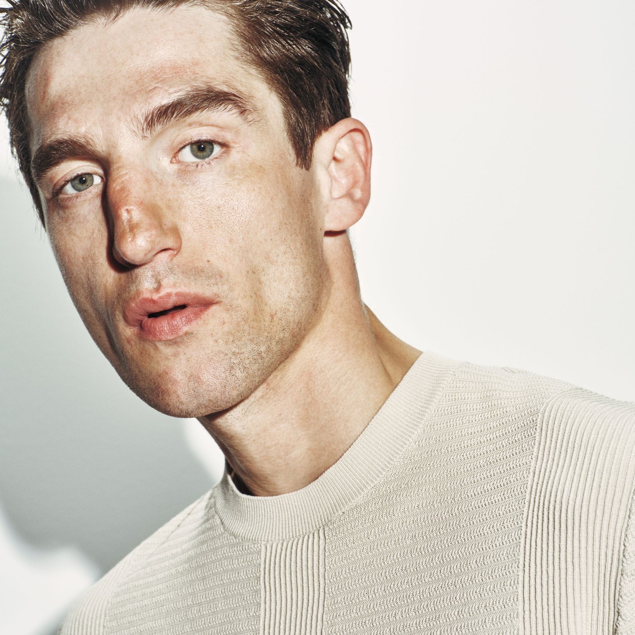 Maglia Girocollo in Cotone Lavorato Beige Maglia Girocollo Paolo Pecora