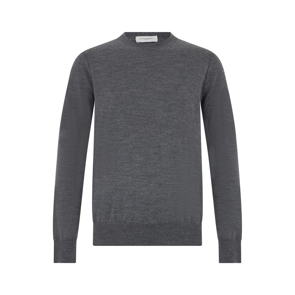 Maglia Girocollo in Lana Merino Extrafine Grigio Melange Maglia Girocollo Paolo Pecora