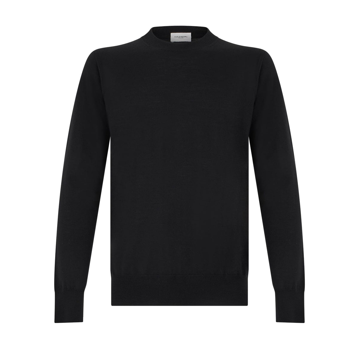Maglia Girocollo in Lana Merino Extrafine Nero Maglia Girocollo Paolo Pecora