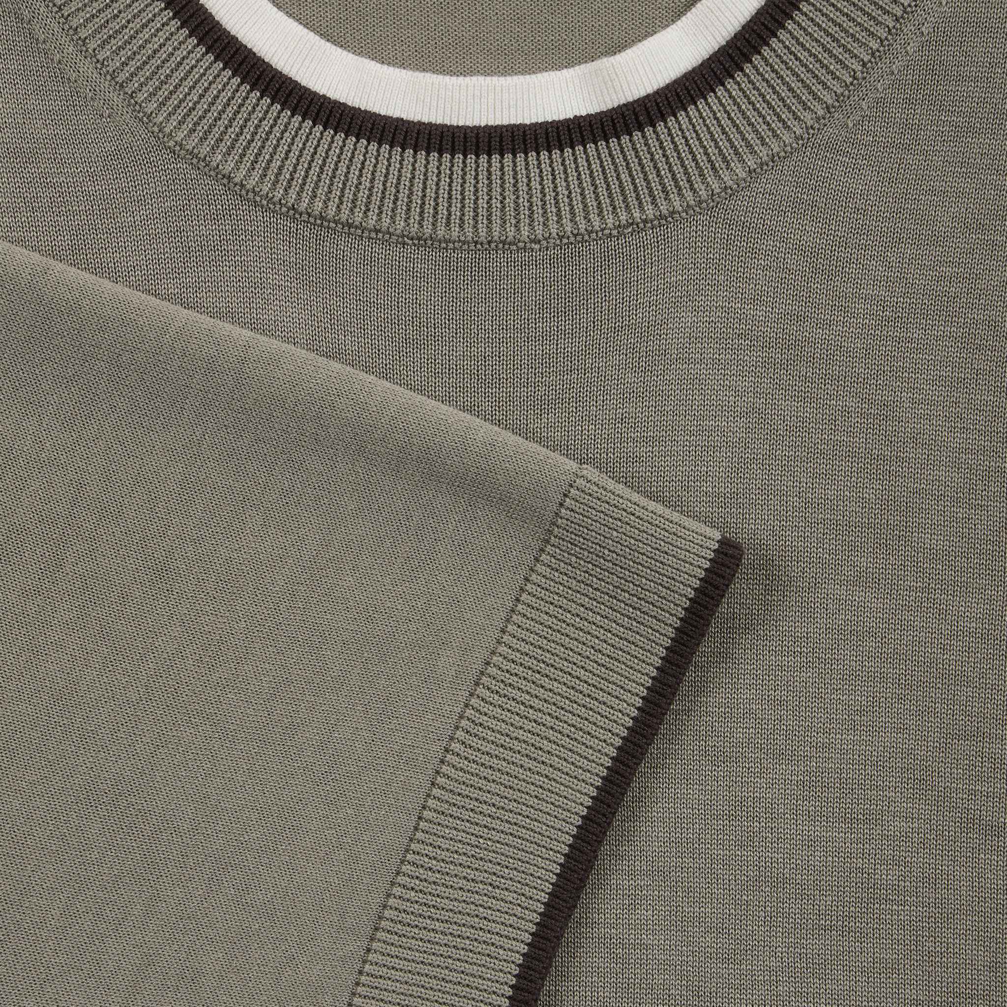 Maglia Girocollo in Seta Cotone con Profili a Contrasto Militare Maglia Girocollo Paolo Pecora