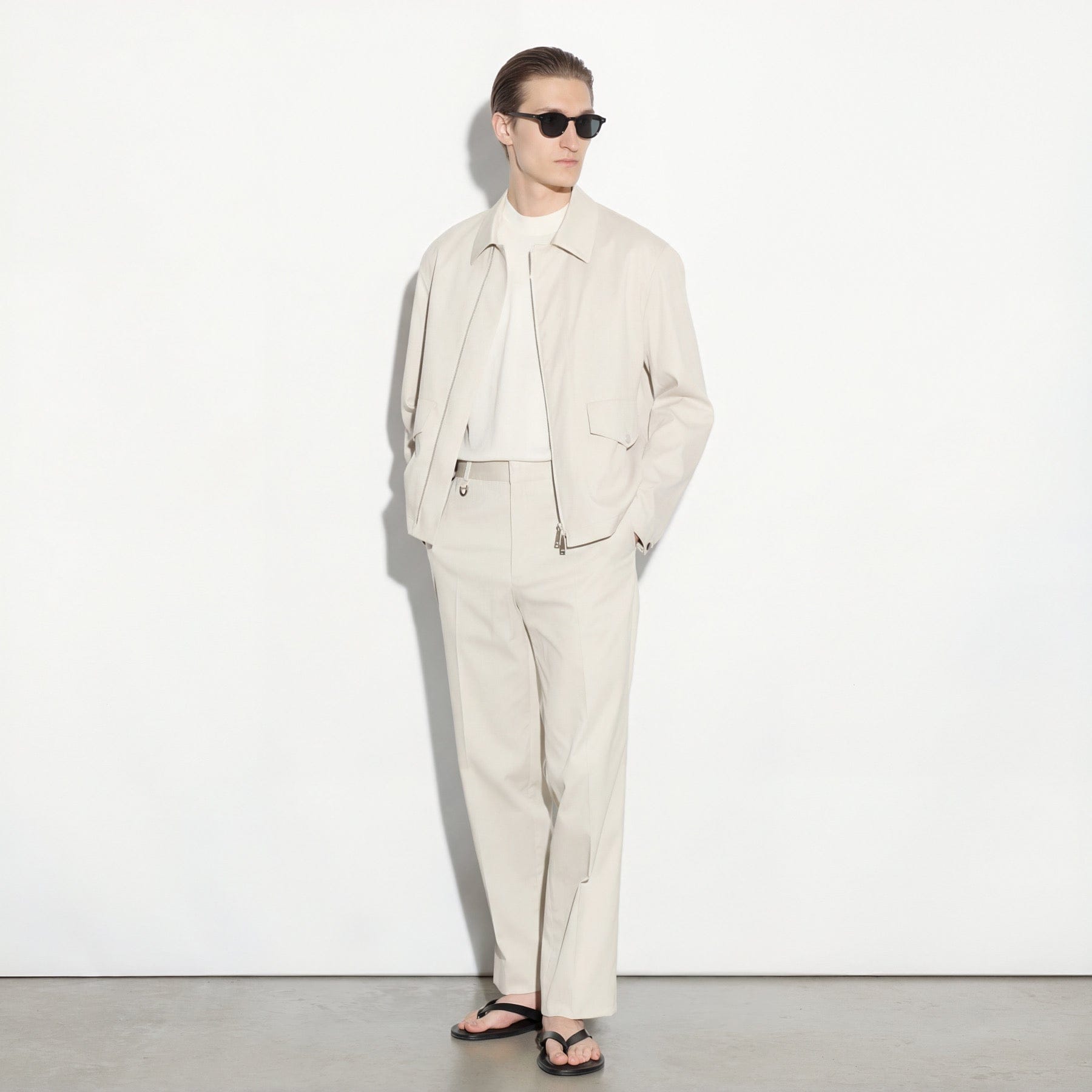 Maglia Girocollo Loose Fit con Tasca in Seta Panna Maglia Girocollo Paolo Pecora