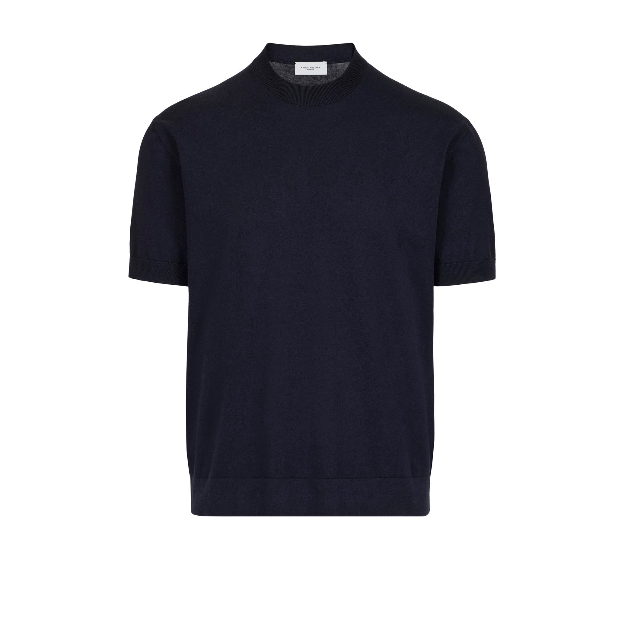 Maglia Girocollo Loose Fit in Cotone Blu Maglia Girocollo Paolo Pecora