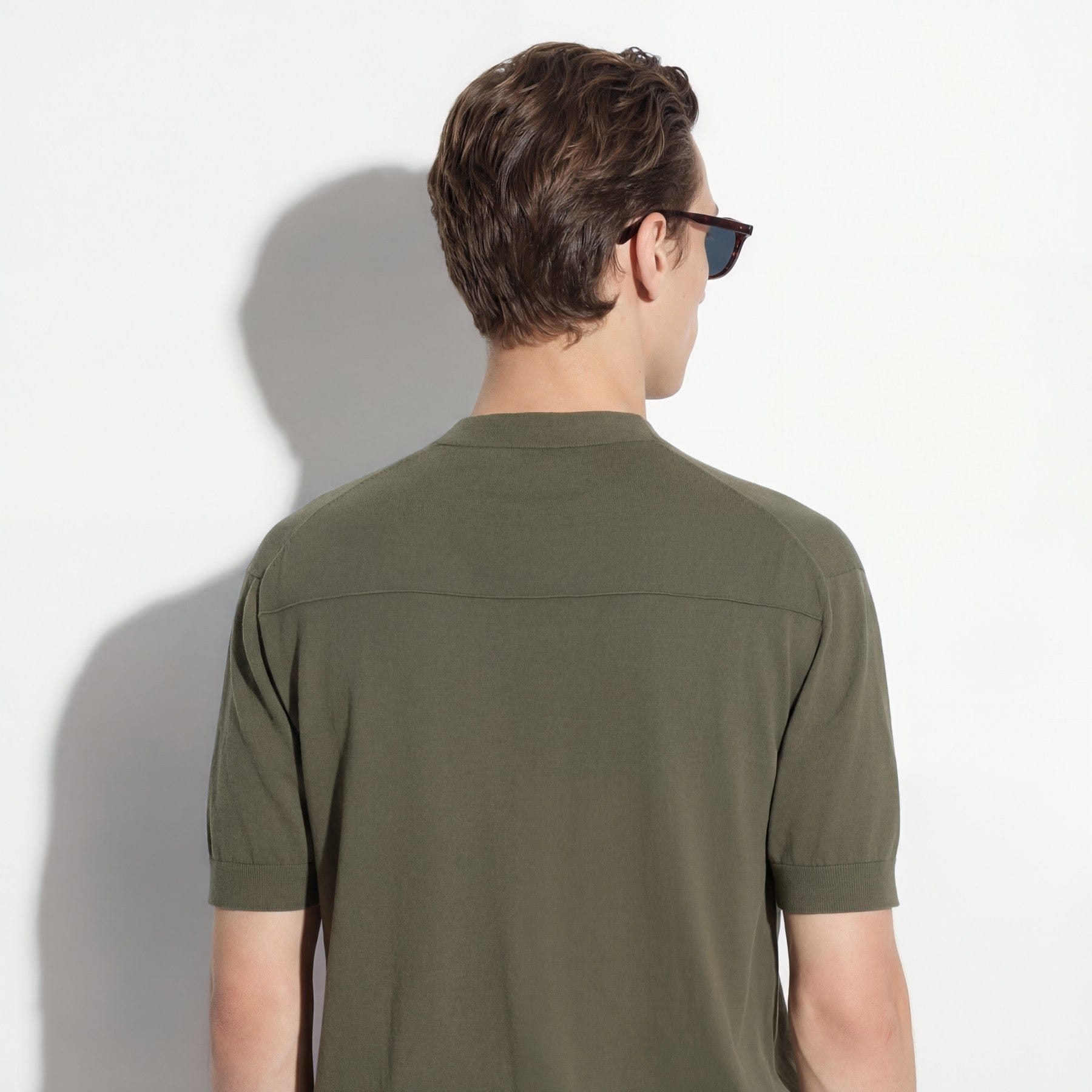 Maglia Girocollo Loose Fit in Cotone Verde Scuro Maglia Girocollo Paolo Pecora