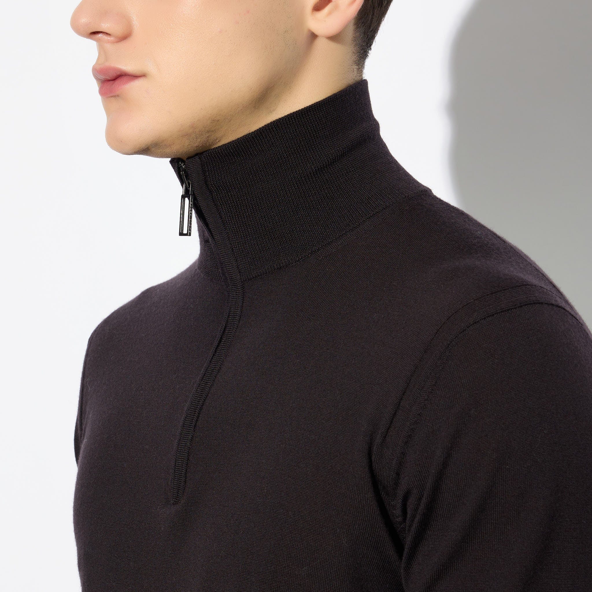 Maglia a Lupetto Marrone con Zip Maglia Lupetto Paolo Pecora