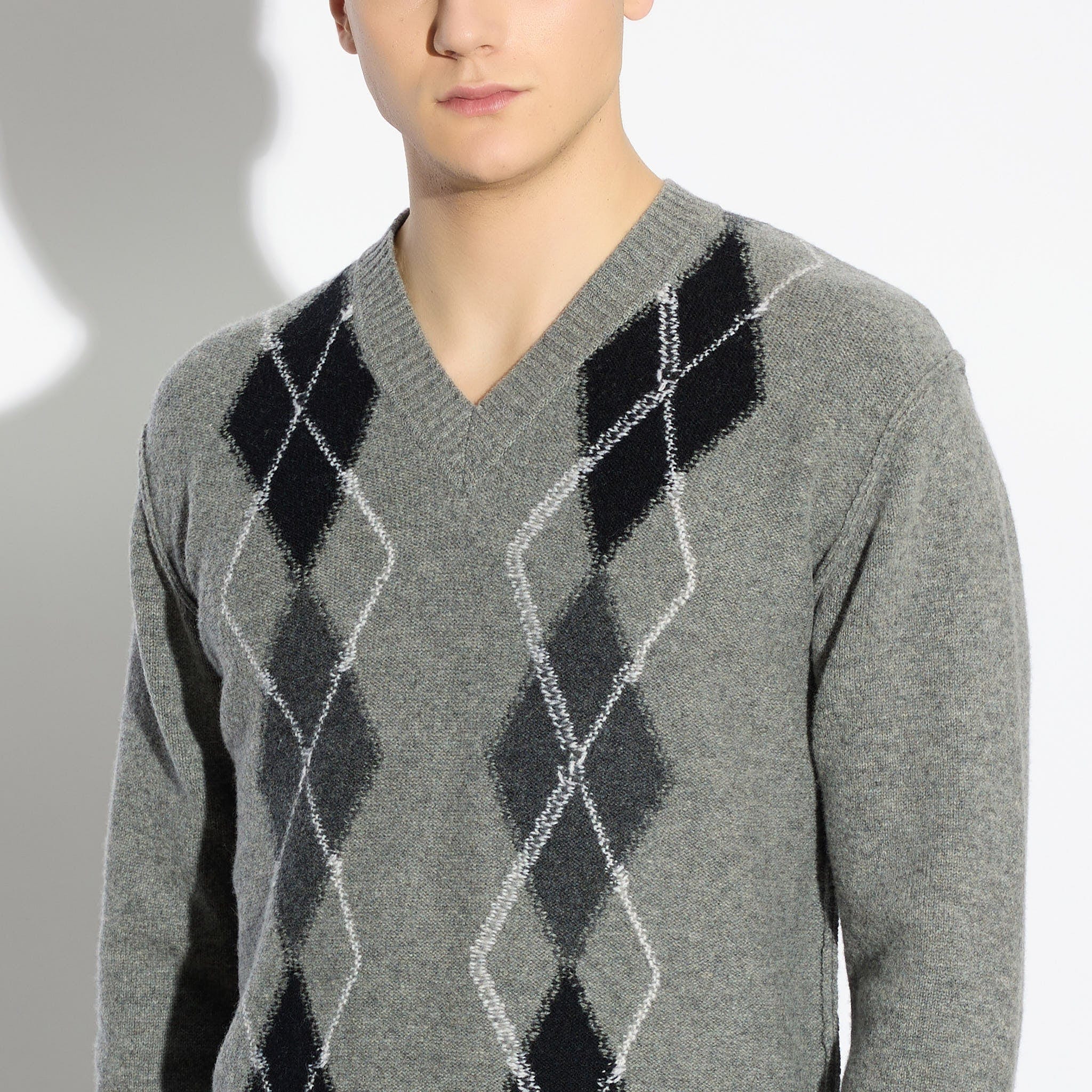Maglia Pullover Motivo Argyle Grigio Maglia Pullover Paolo Pecora