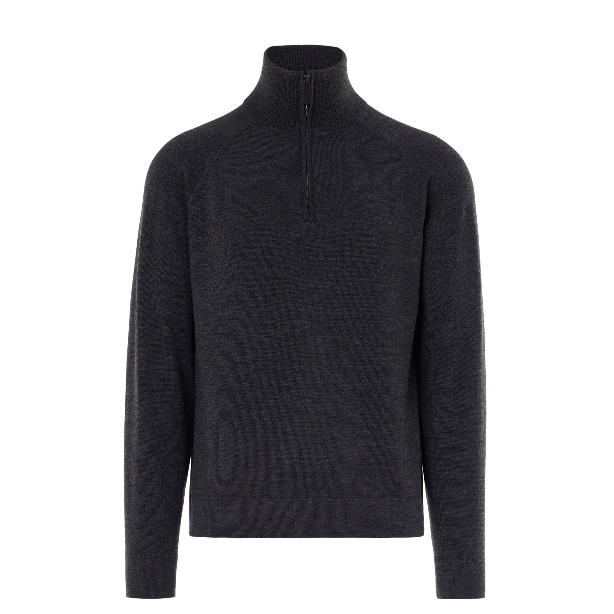 Anthracite Merino Wool High Neck Zip Sweater Paolo Pecora Milano