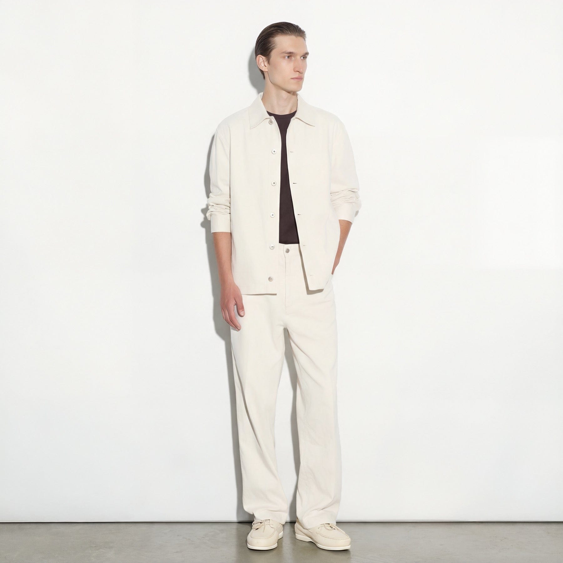 Pantalone 5 Tasche Loose Fit in Cotone e Lino Ghiaccio Pantalone 5 Tasche Paolo Pecora