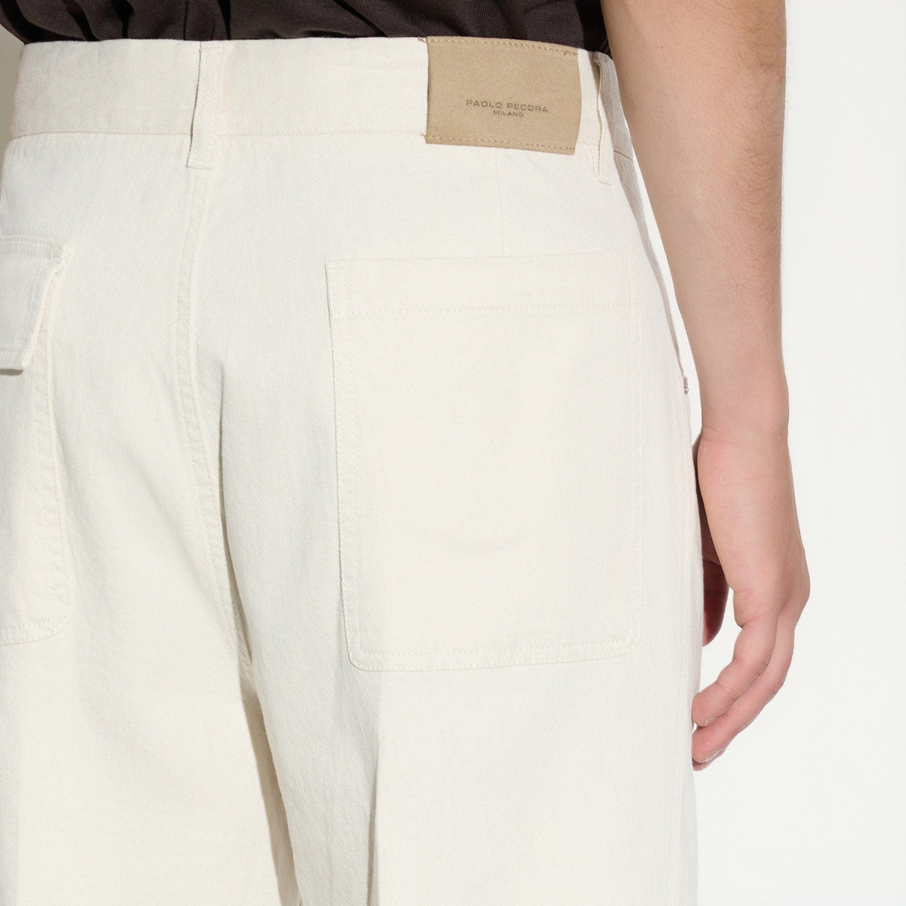 Pantalone 5 Tasche Loose Fit in Cotone e Lino Ghiaccio Pantalone 5 Tasche Paolo Pecora