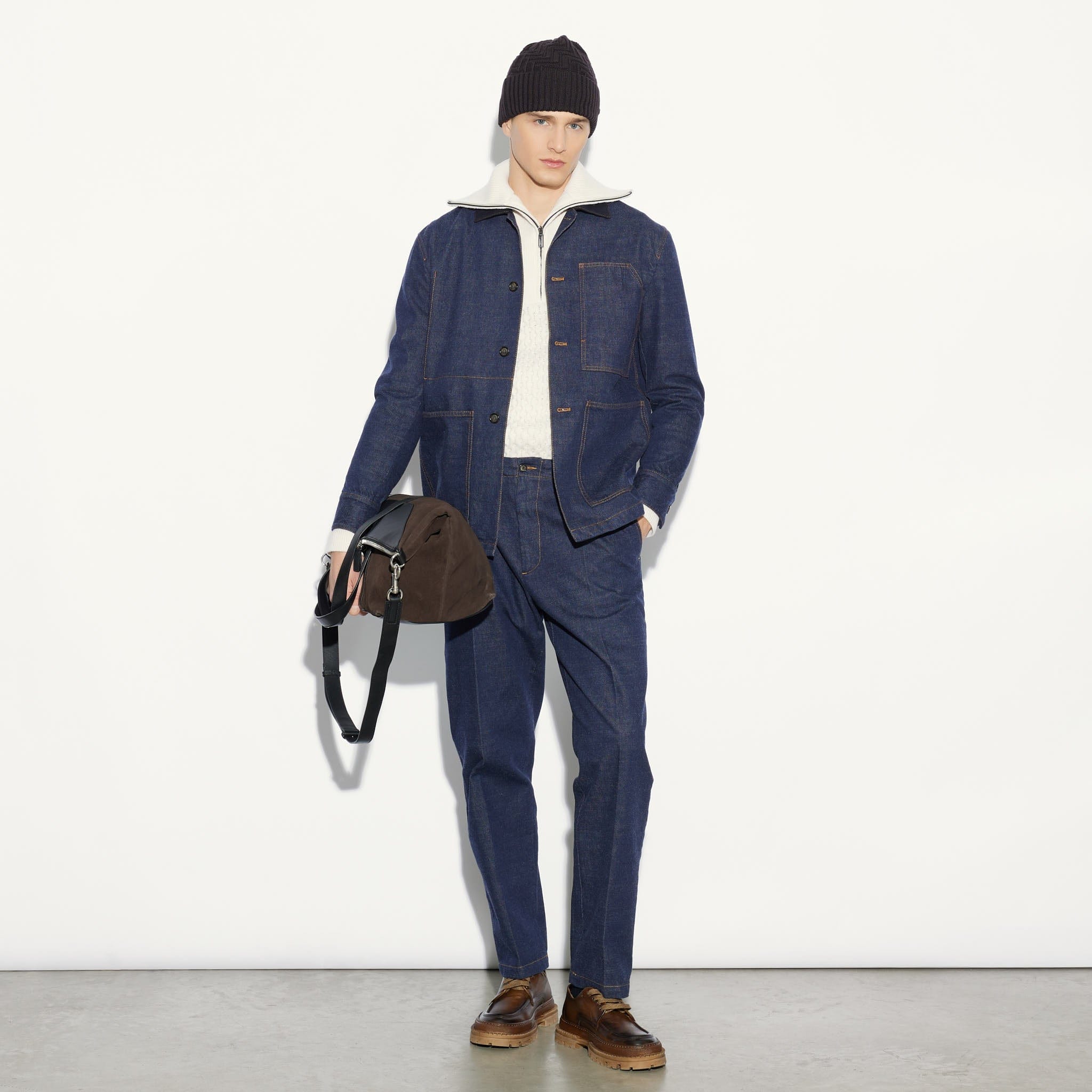 Chino in Denim Indaco Pantalone Tessuto Paolo Pecora