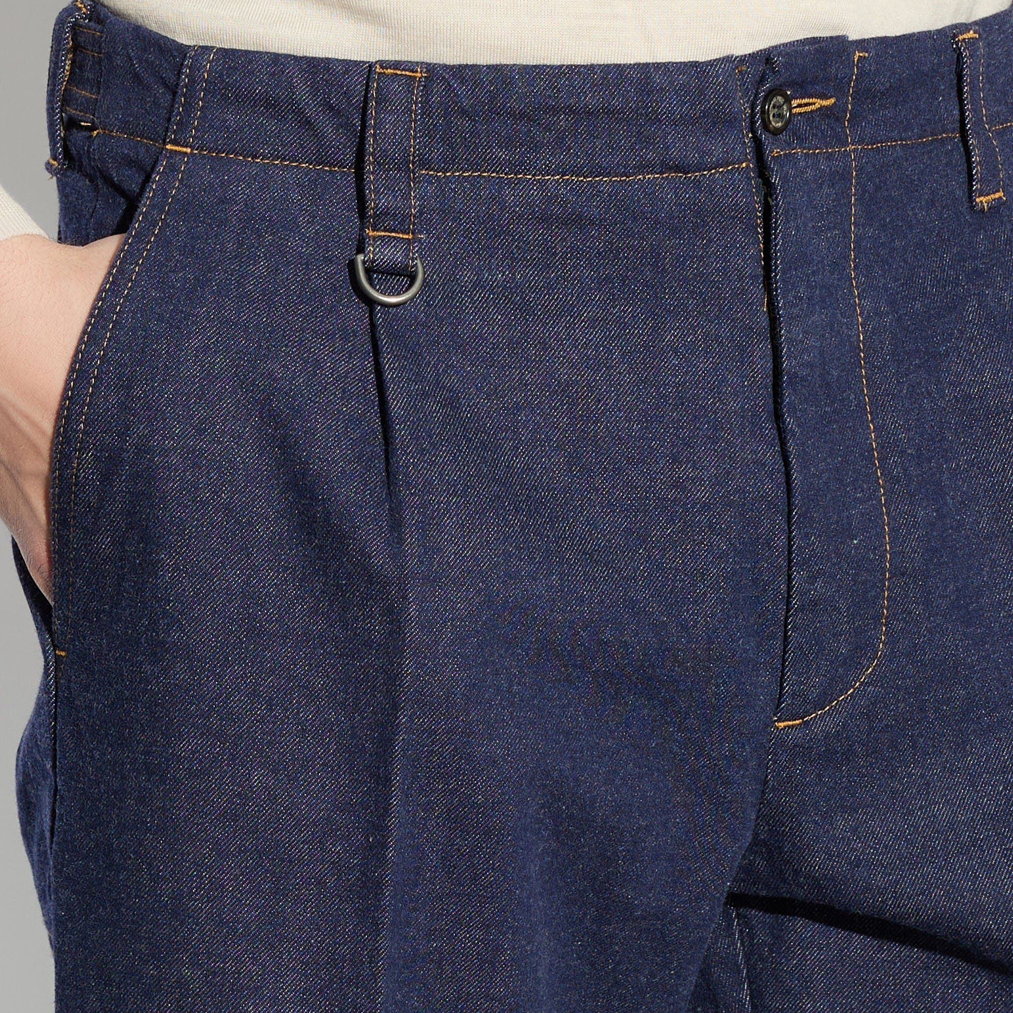 Chino in Denim Indaco Pantalone Tessuto Paolo Pecora