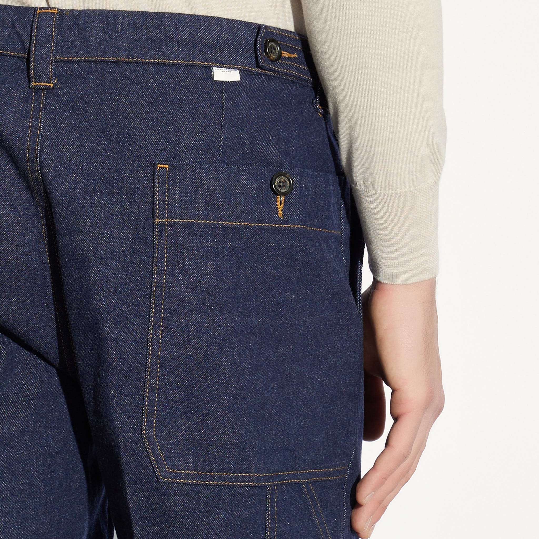 Chino in Denim Indaco Pantalone Tessuto Paolo Pecora