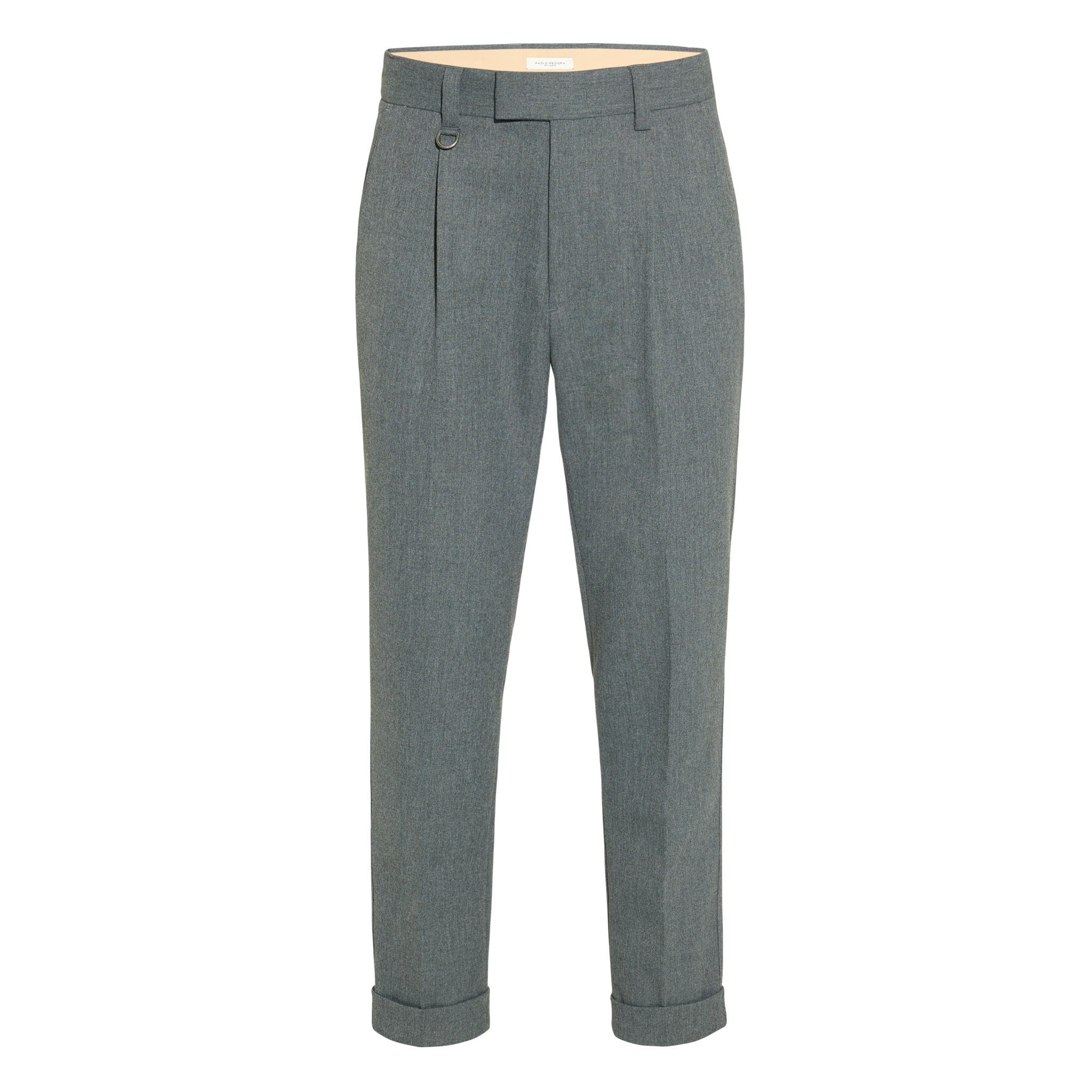 Chino Sartoriale Grigio Melange Pantalone Tessuto Paolo Pecora