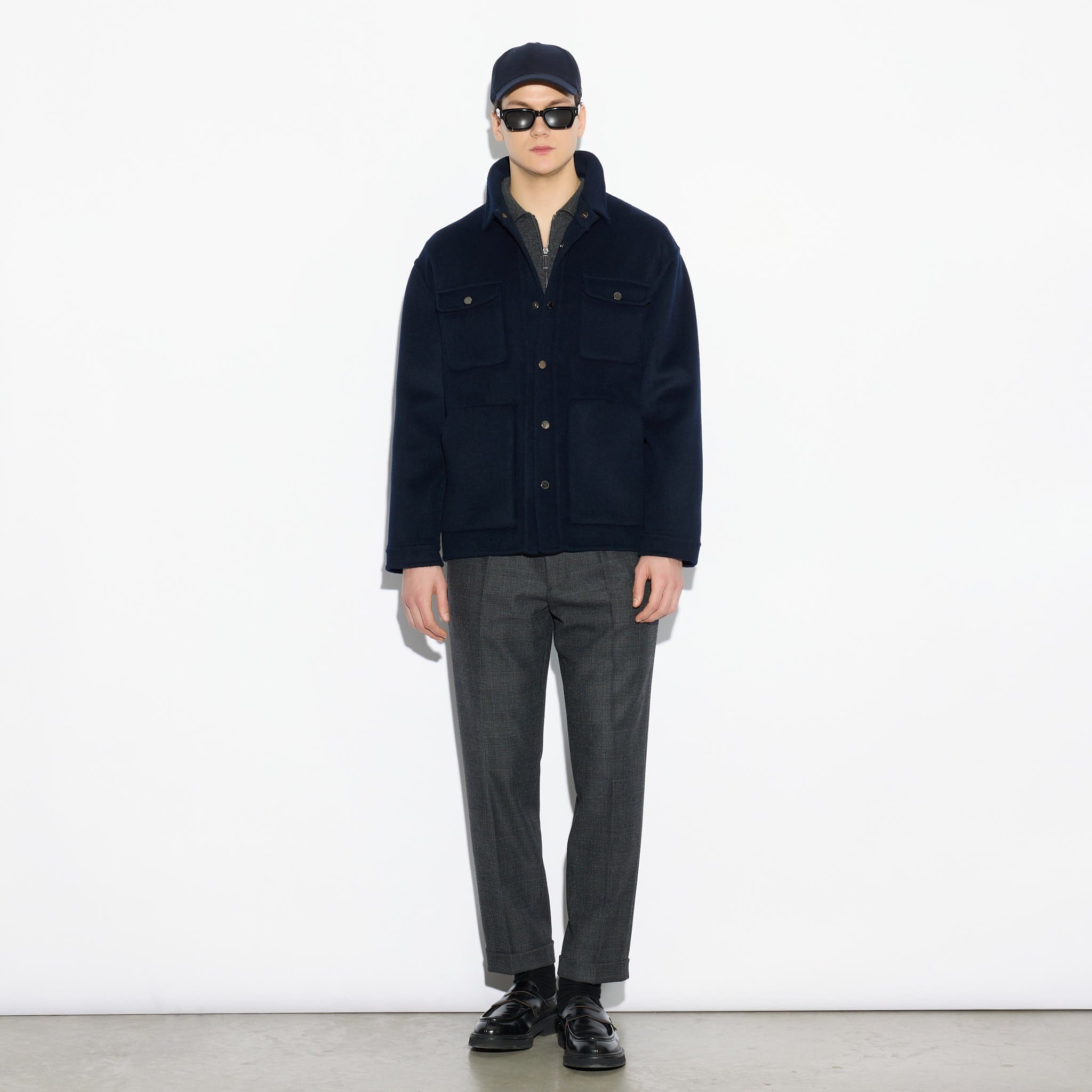 Chino Sartoriale Principe di Galles Grigio Pantalone Tessuto Paolo Pecora