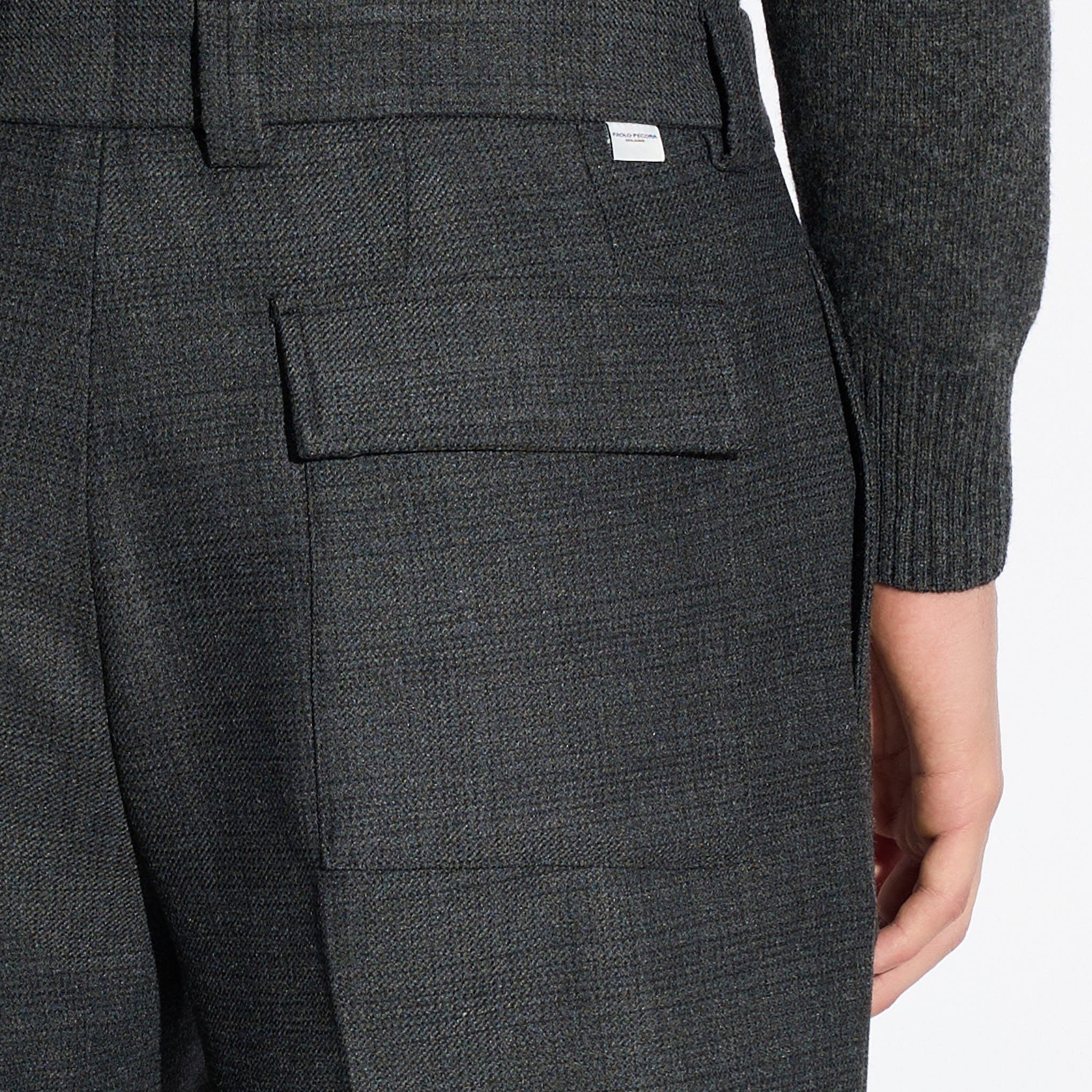 Chino Sartoriale Principe di Galles Grigio Pantalone Tessuto Paolo Pecora