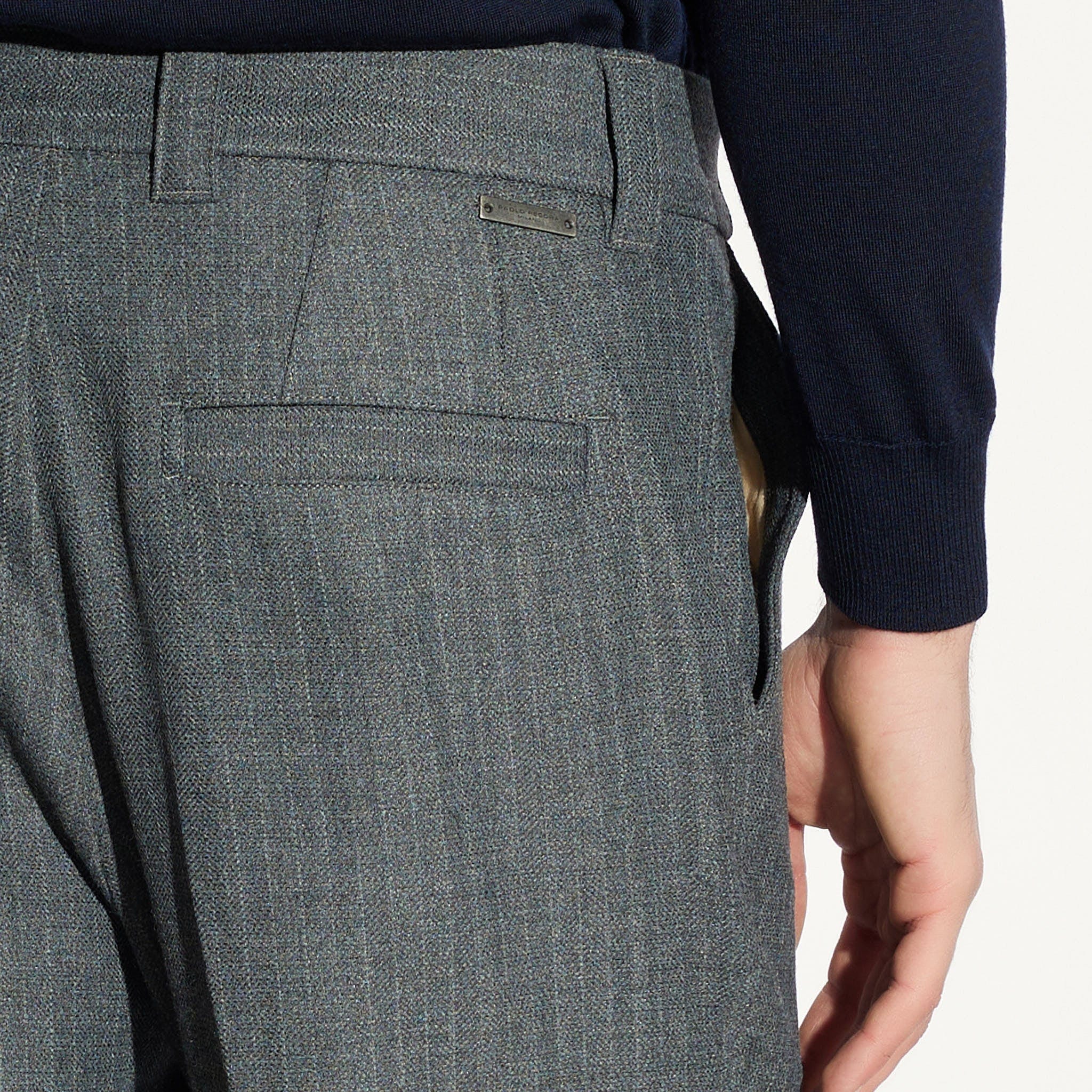 Chino Sartoriale Rigato Grigio Pantalone Tessuto Paolo Pecora