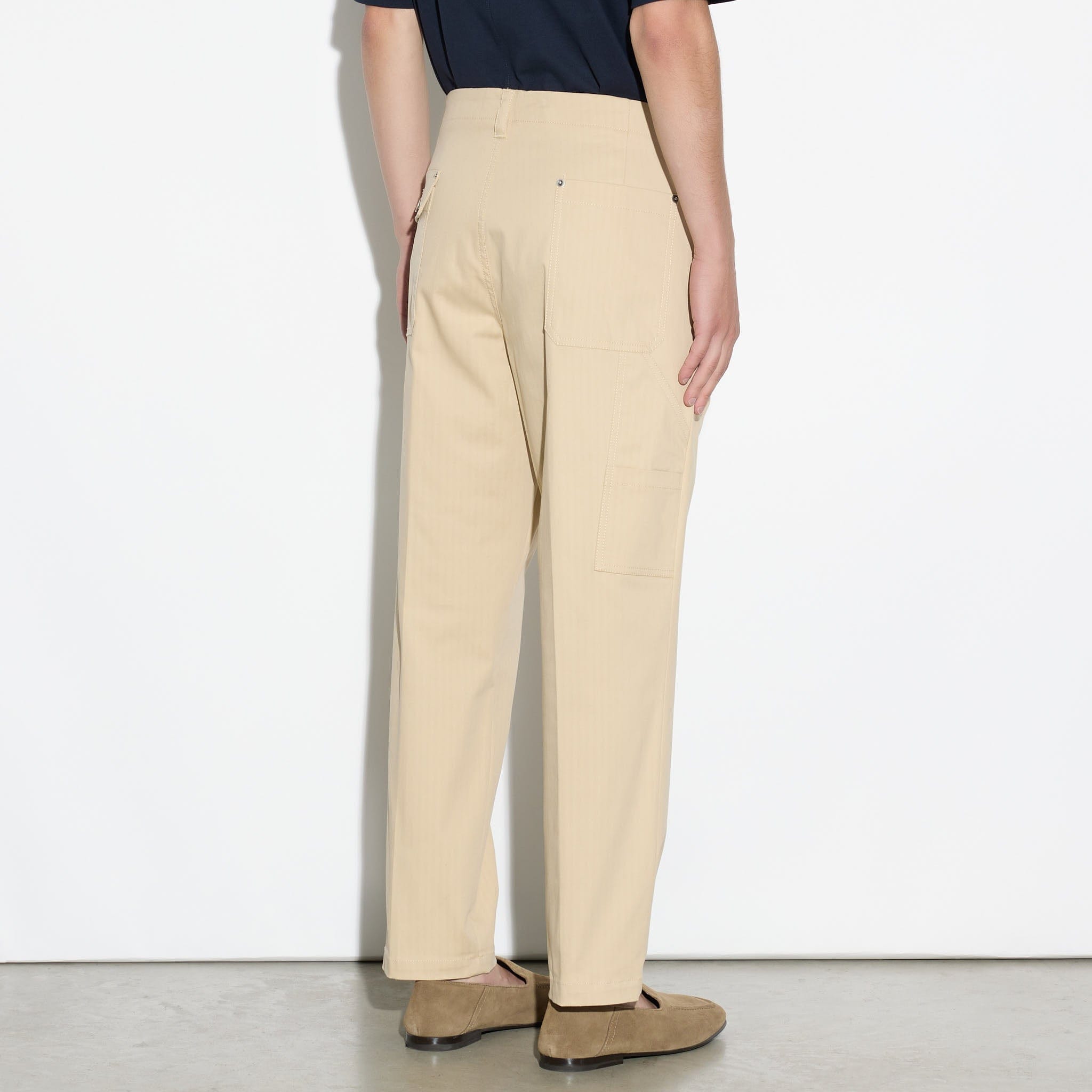 Pantalone Cargo in Cotone Beige Pantalone Tessuto Paolo Pecora