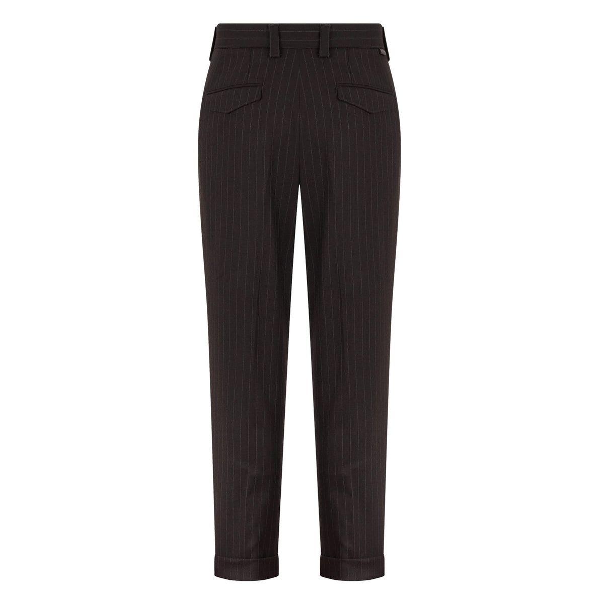 Pantalone Chino Duomo in Misto Lana Gessato Ebano Pantalone Tessuto Paolo Pecora