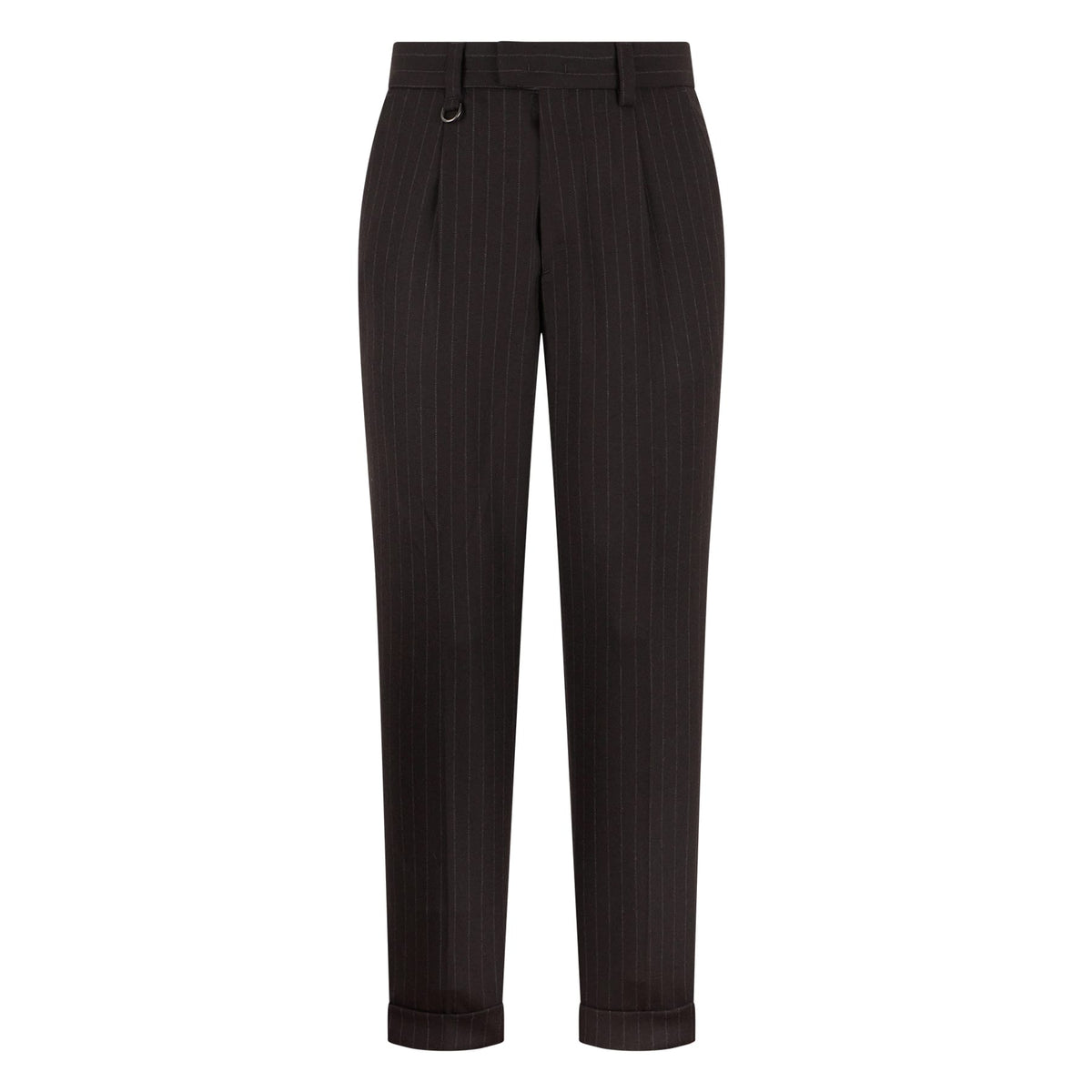 Pantalone Chino Duomo in Misto Lana Gessato Ebano Pantalone Tessuto Paolo Pecora