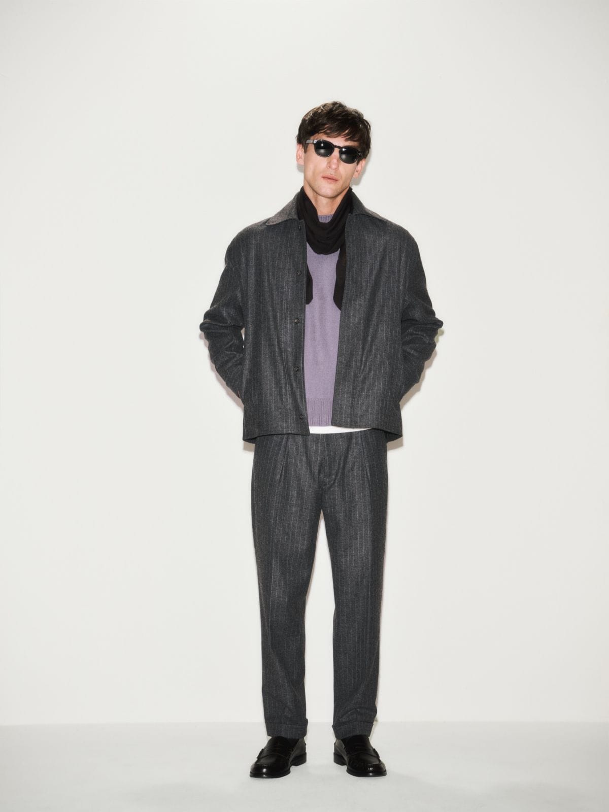 Pantalone Chino Duomo in Misto Lana Gessato Grigio Melange Pantalone Tessuto Paolo Pecora