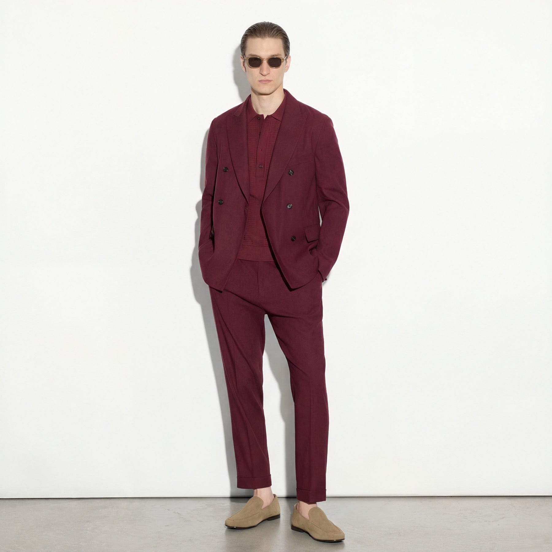 Pantalone Chino Duomo Relaxed Fit in Lino Stretch Mattone Scuro Pantalone Tessuto Paolo Pecora