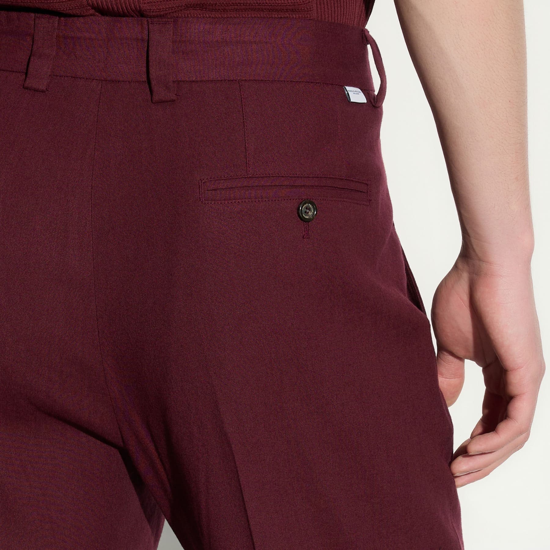 Pantalone Chino Duomo Relaxed Fit in Lino Stretch Mattone Scuro Pantalone Tessuto Paolo Pecora