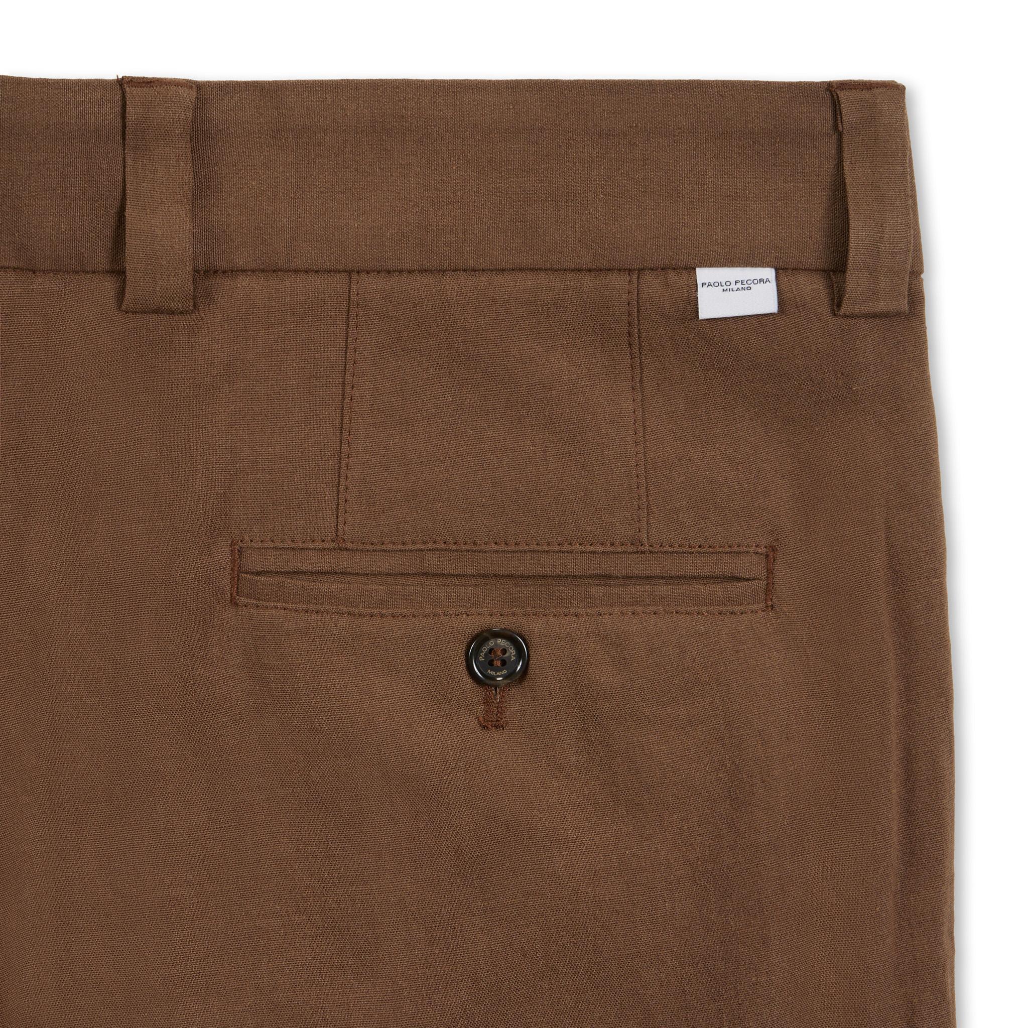 Pantalone Chino Duomo Relaxed Fit in Lino Stretch Nocciola Pantalone Tessuto Paolo Pecora