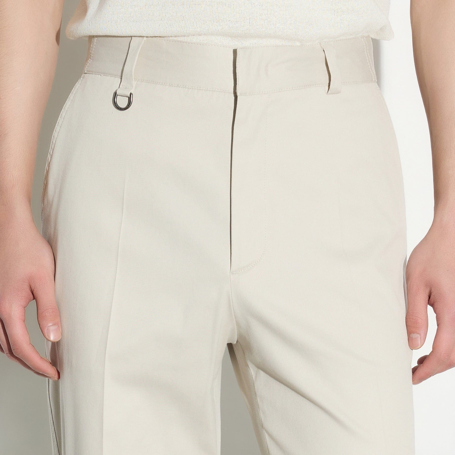Pantalone Chino Loose Fit in Cotone e Lyocell Beige Pantalone Tessuto Paolo Pecora
