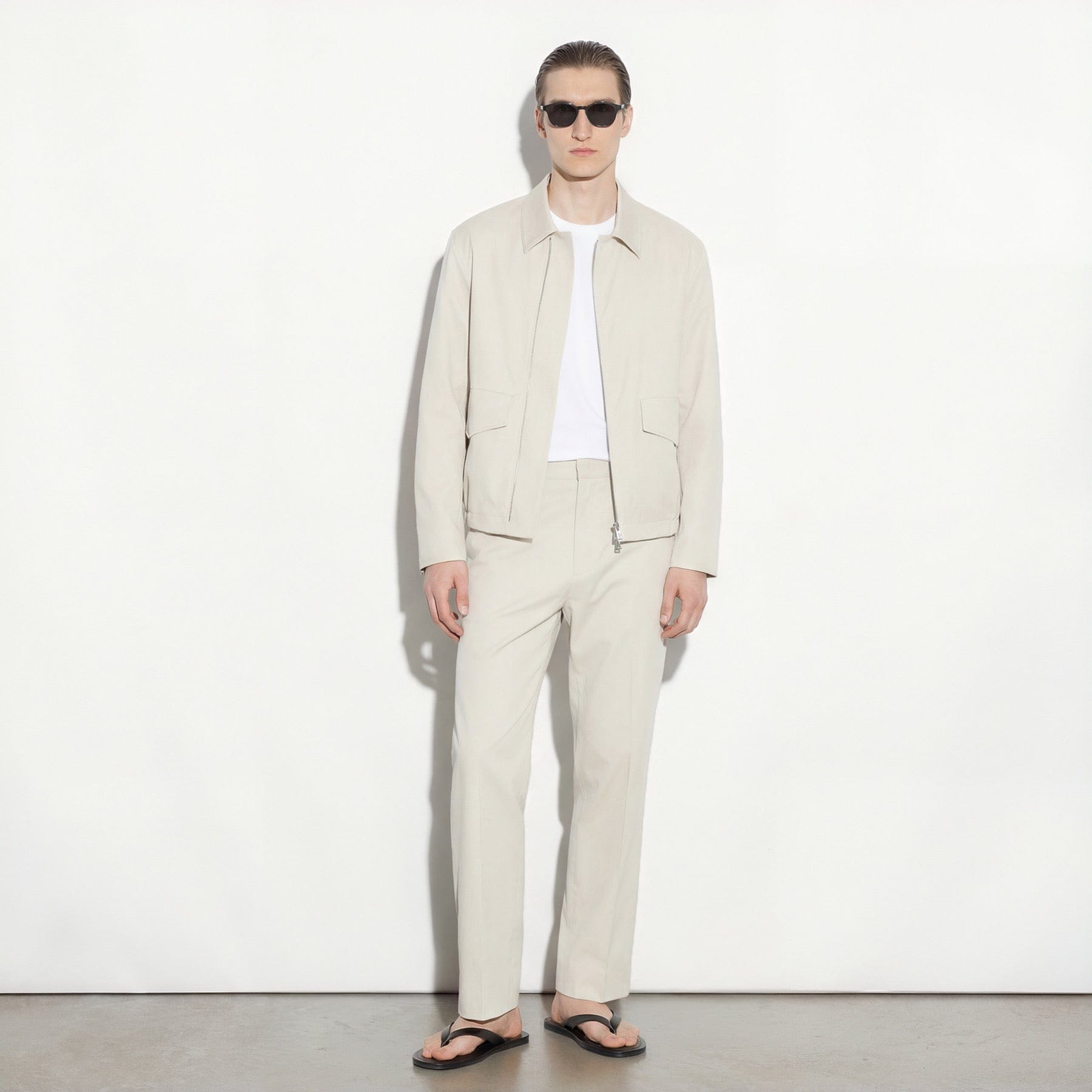 Pantalone Chino Loose Fit in Cotone e Lyocell Beige Pantalone Tessuto Paolo Pecora