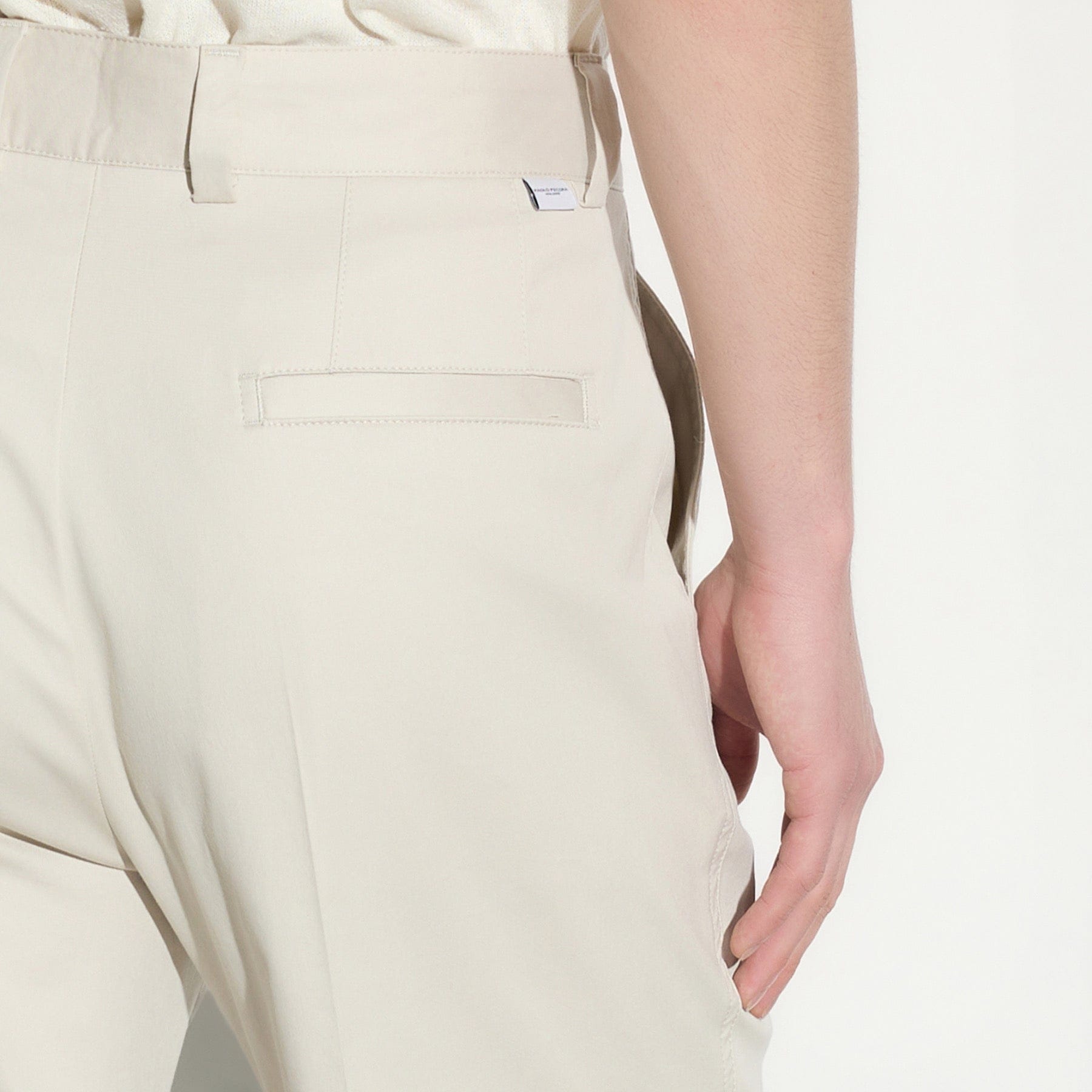 Pantalone Chino Loose Fit in Cotone e Lyocell Beige Pantalone Tessuto Paolo Pecora
