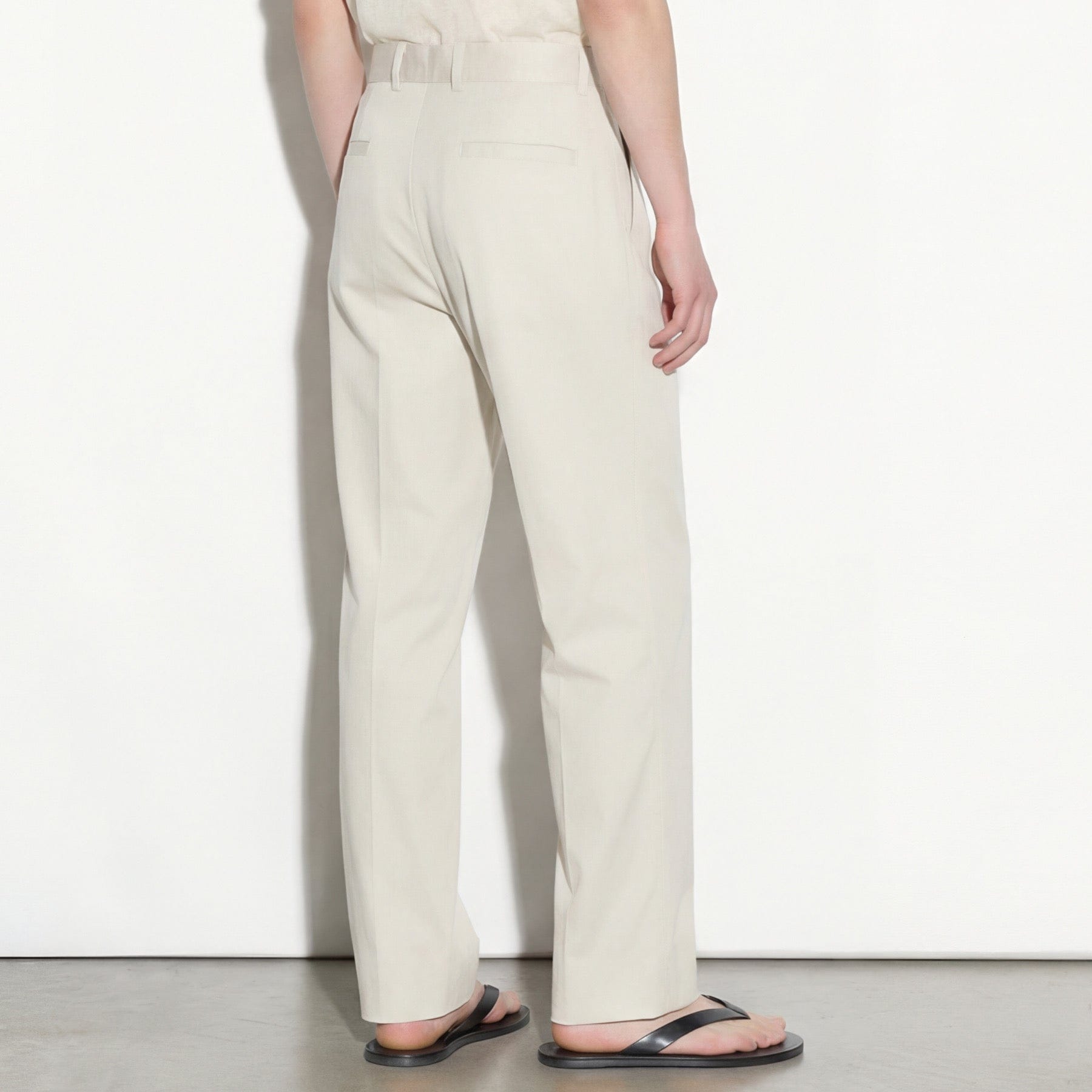 Pantalone Chino Loose Fit in Cotone e Lyocell Beige Pantalone Tessuto Paolo Pecora