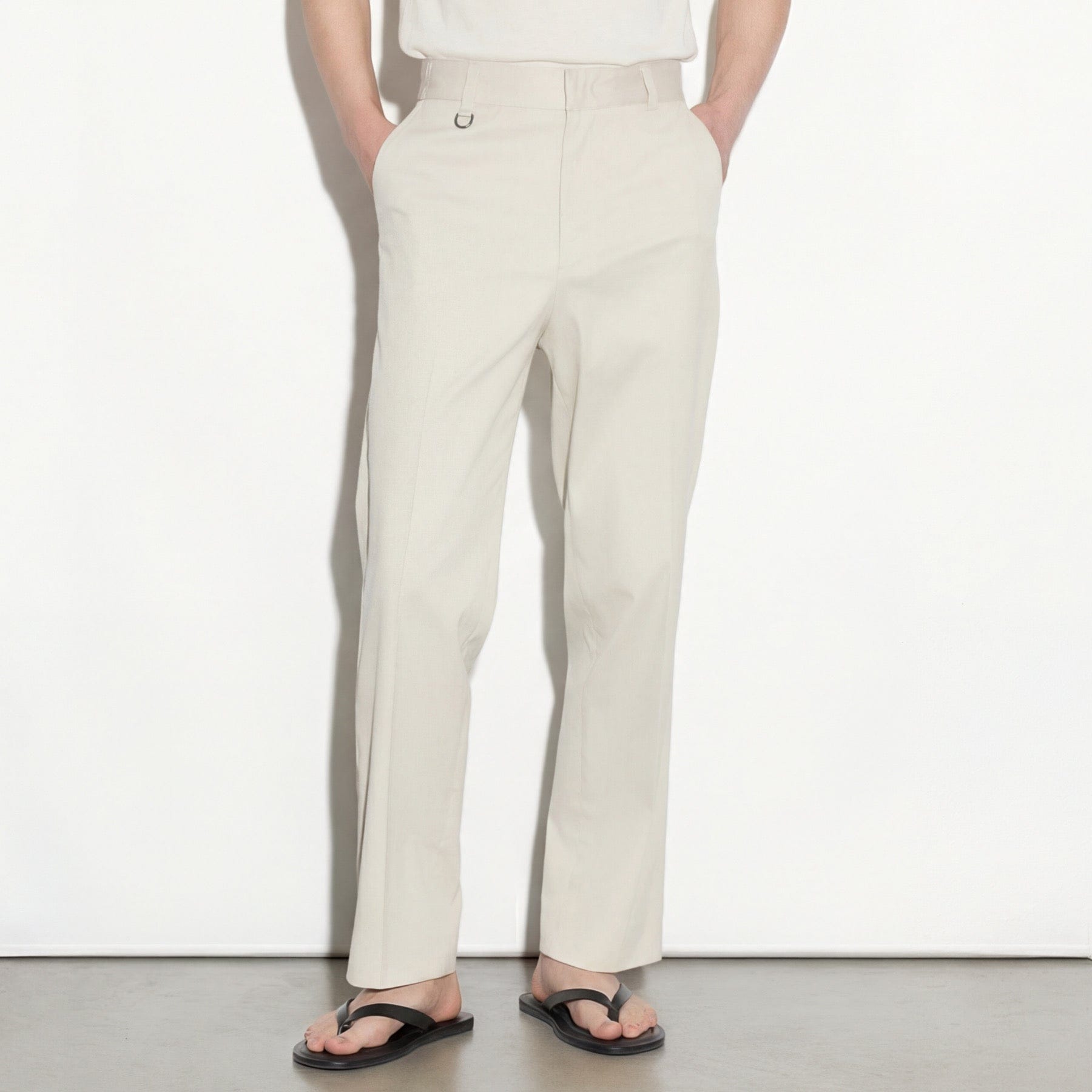 Pantalone Chino Loose Fit in Cotone e Lyocell Beige Pantalone Tessuto Paolo Pecora