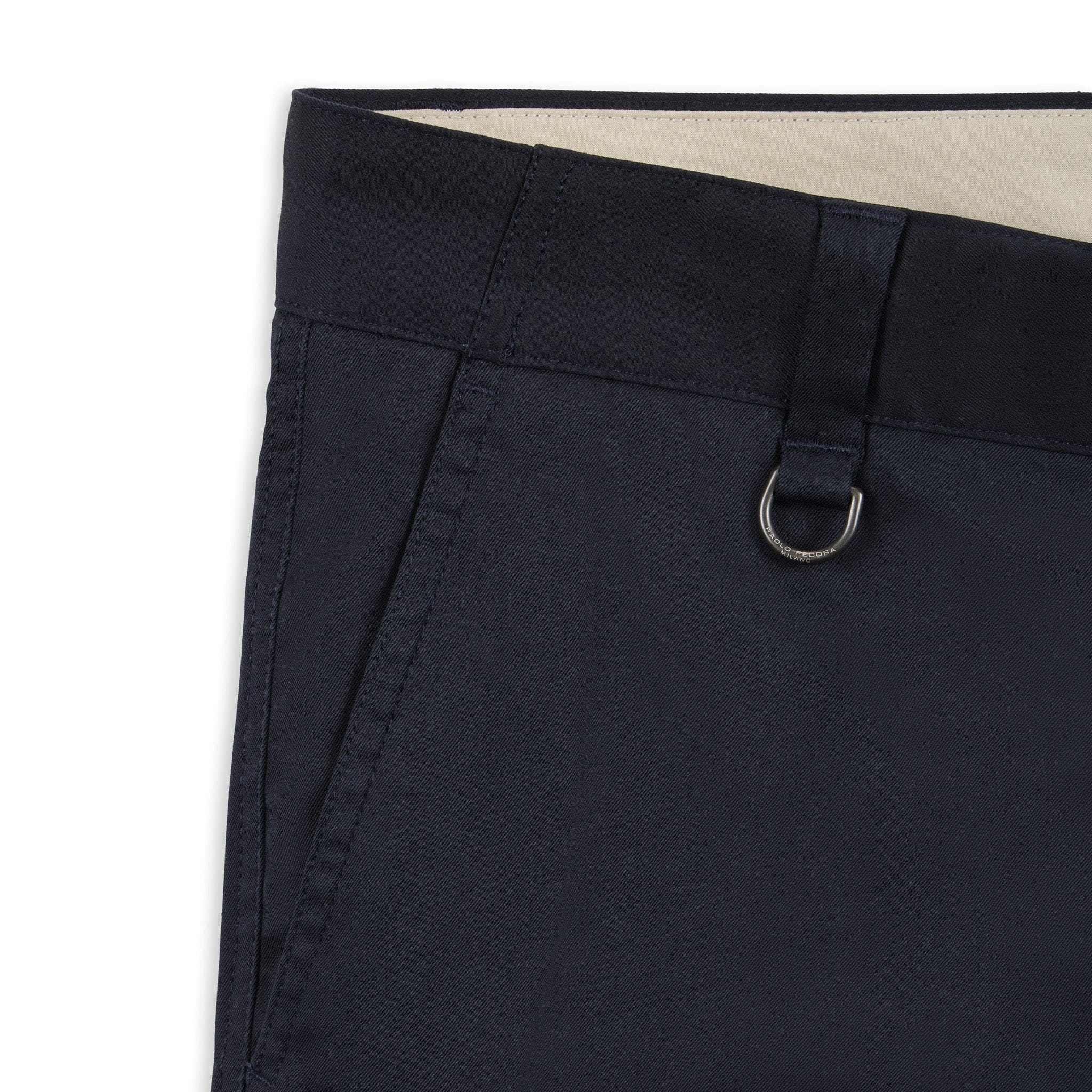 Pantalone Chino Loose Fit in Cotone e Lyocell Blu Pantalone Tessuto Paolo Pecora