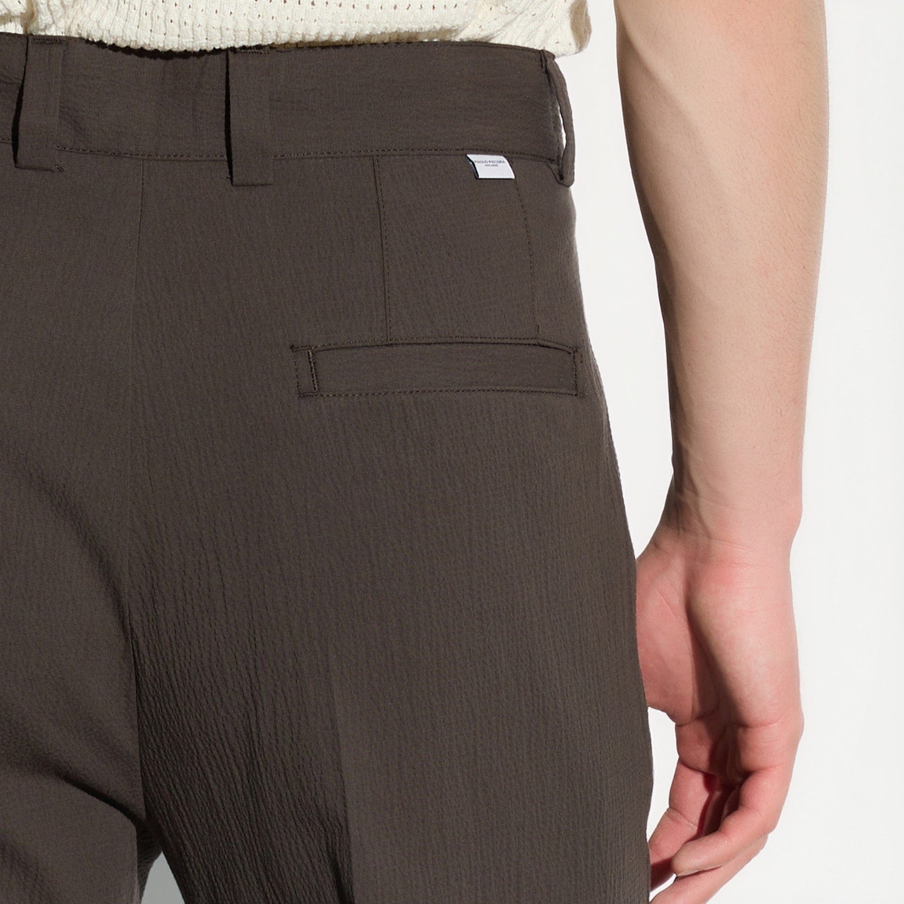 Pantalone Chino Loose Fit in Cotone Marrone Scuro Pantalone Tessuto Paolo Pecora