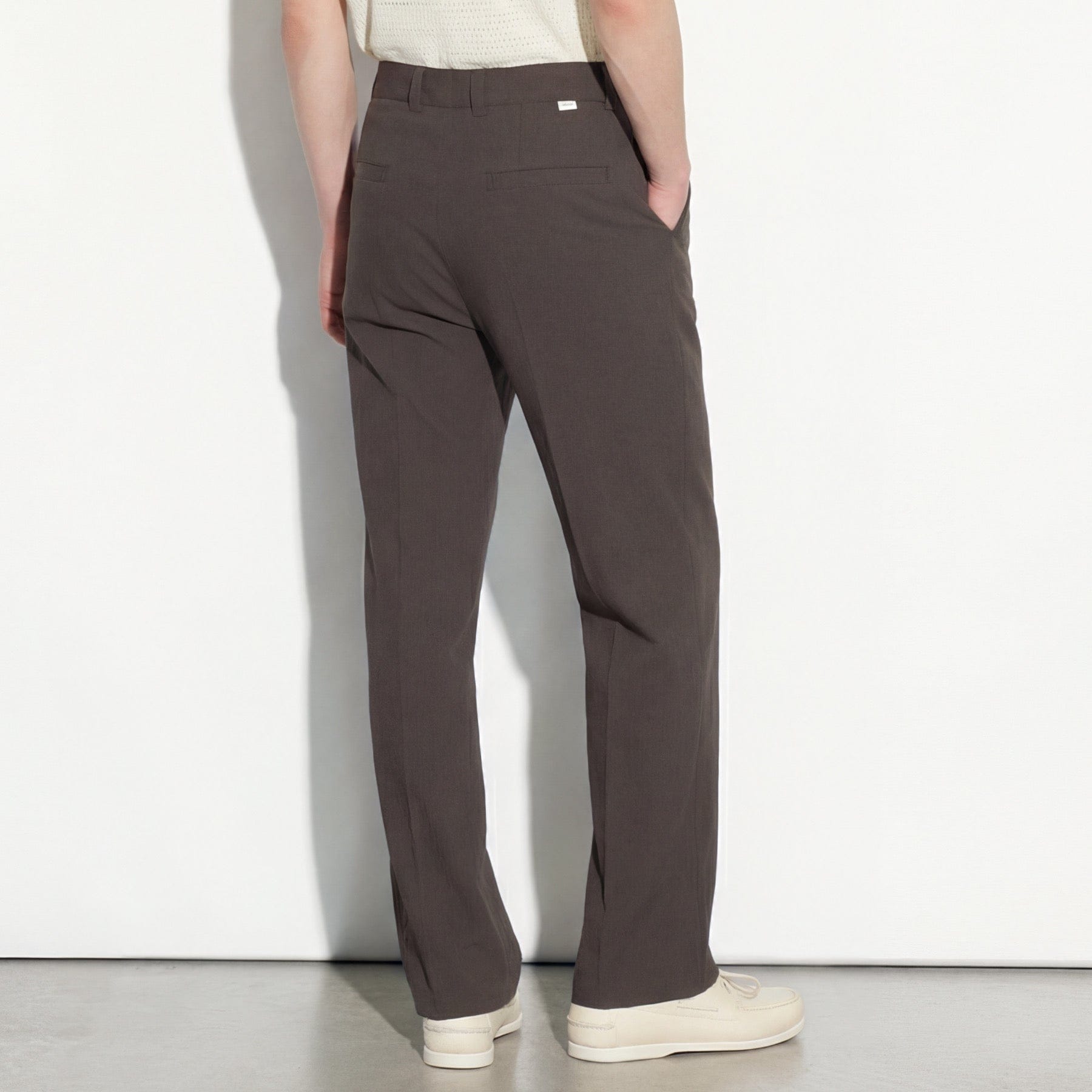 Pantalone Chino Loose Fit in Cotone Marrone Scuro Pantalone Tessuto Paolo Pecora