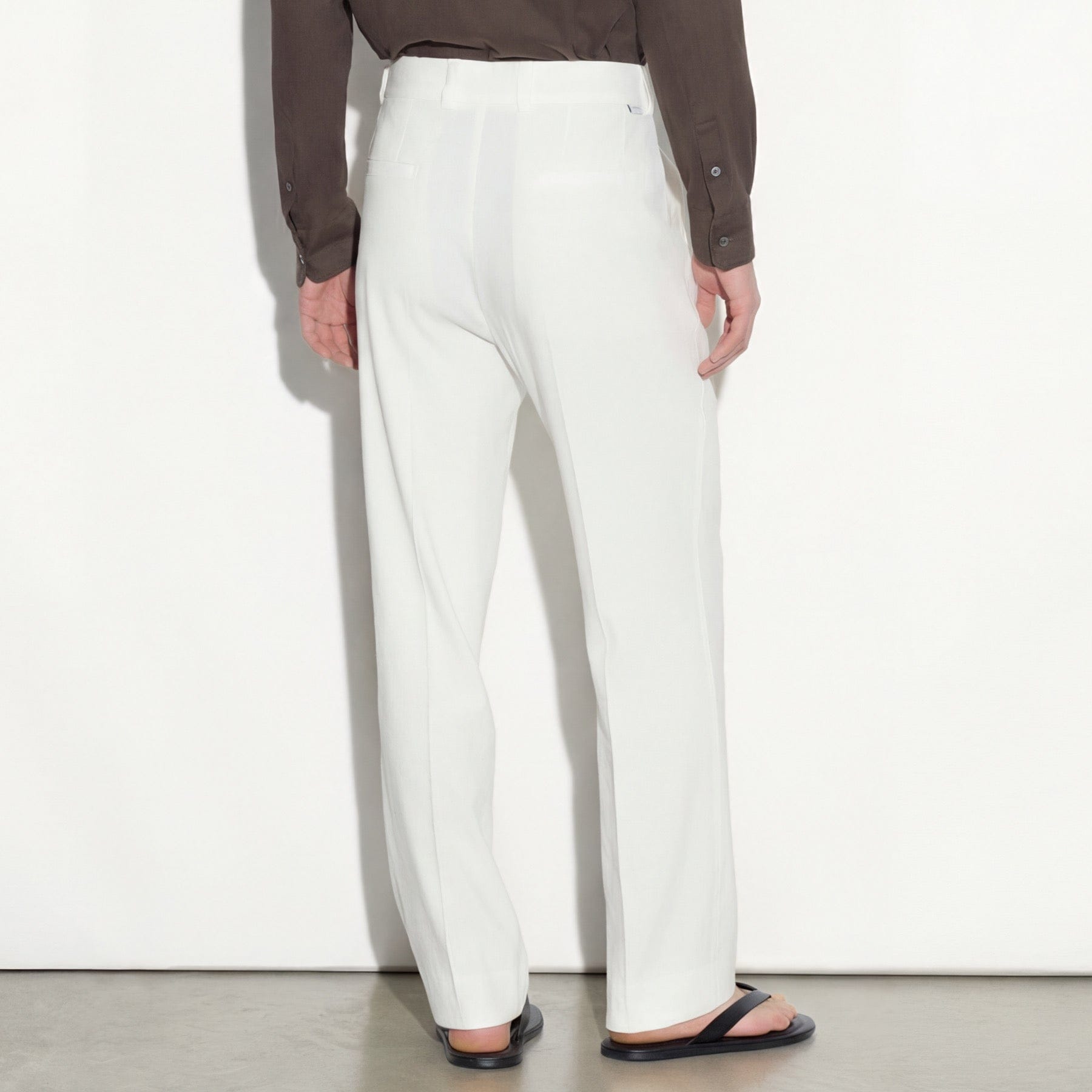 Pantalone Chino Loose Fit in Lino Stretch Panna Pantalone Tessuto Paolo Pecora