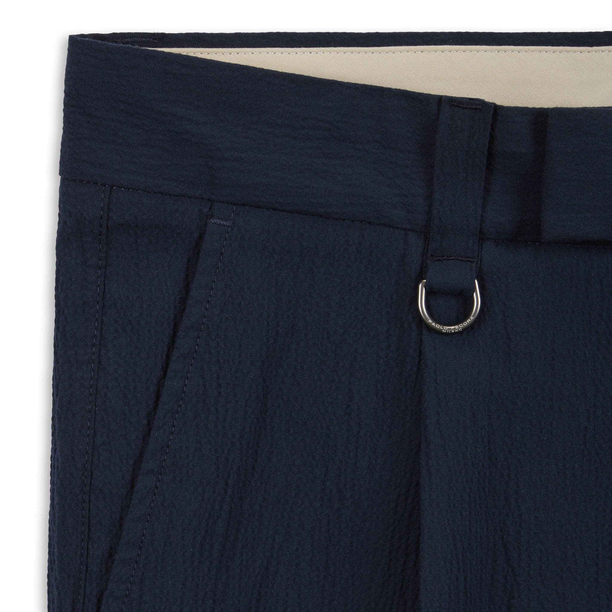 Pantalone Chino Relaxed Fit in Cotone con Risvolto Blu Pantalone Tessuto Paolo Pecora