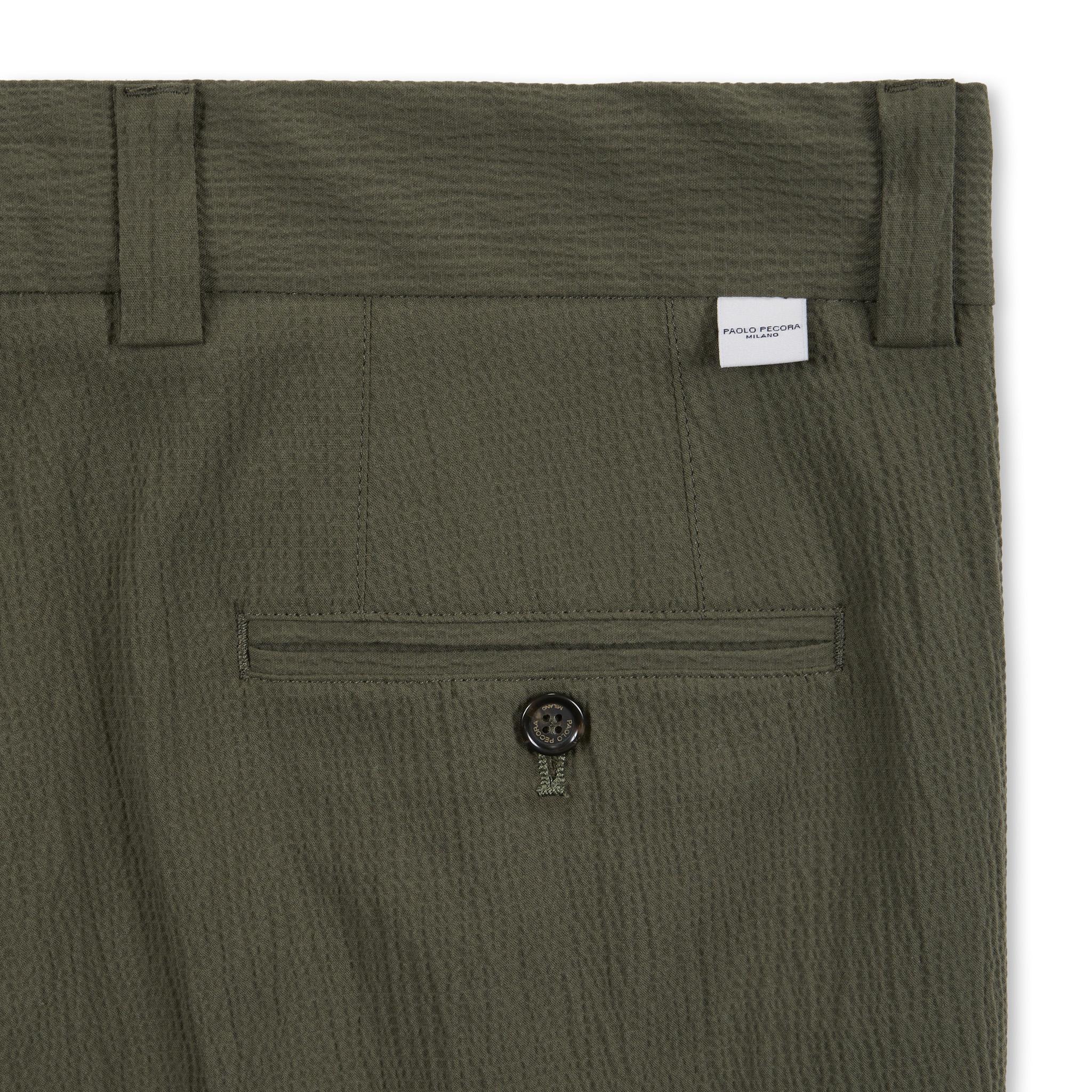 Pantalone Chino Relaxed Fit in Cotone con Risvolto Verde Militare Pantalone Tessuto Paolo Pecora