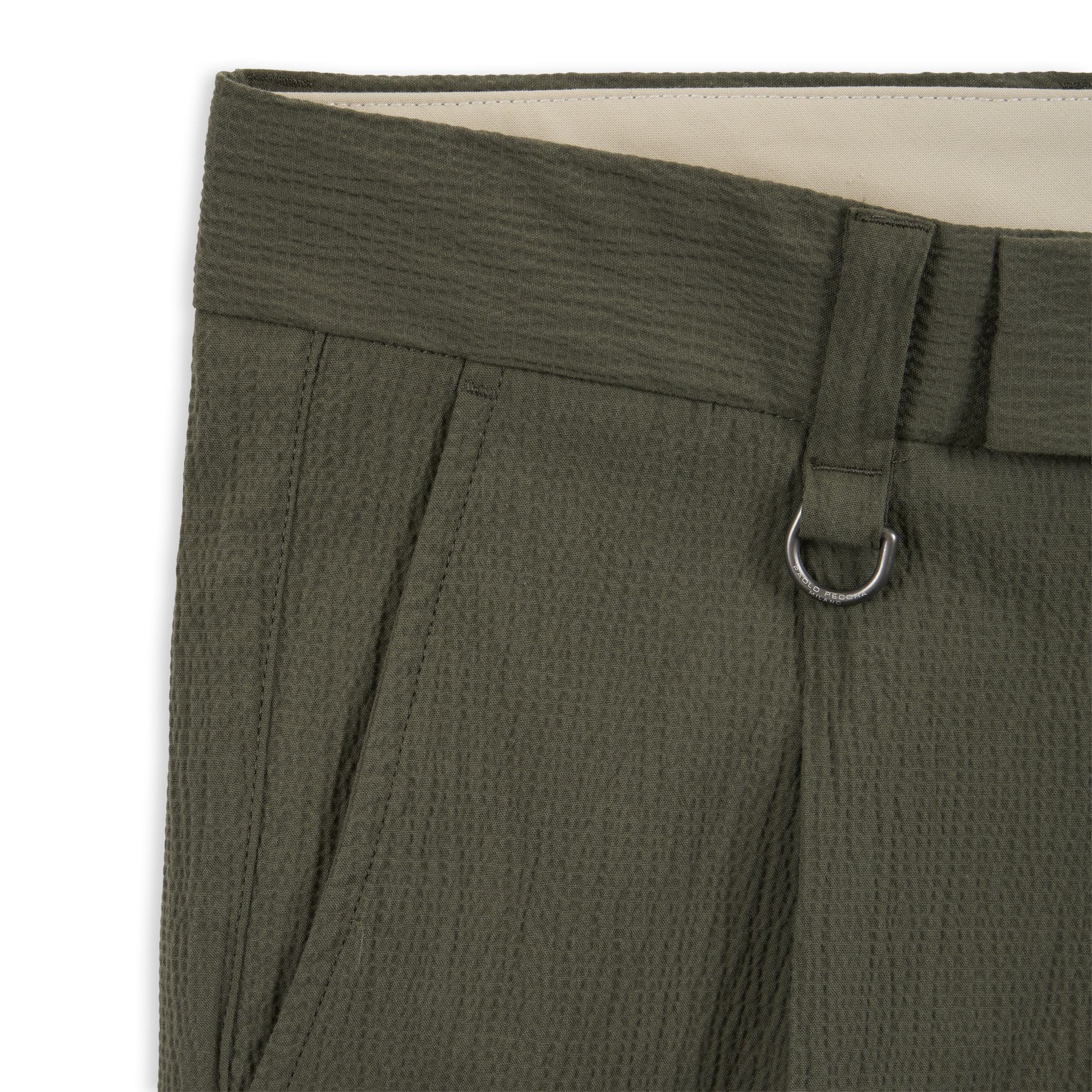 Pantalone Chino Relaxed Fit in Cotone con Risvolto Verde Militare Pantalone Tessuto Paolo Pecora