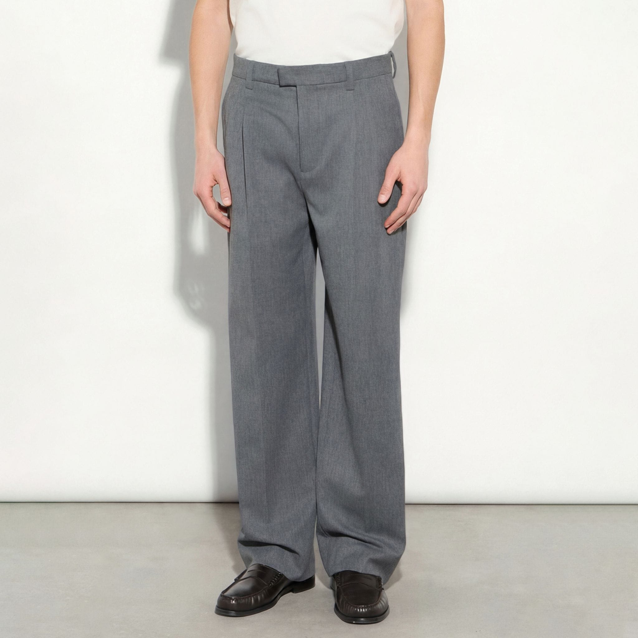 Pantalone Tessuto Grigio Melange Pantalone Tessuto Paolo Pecora