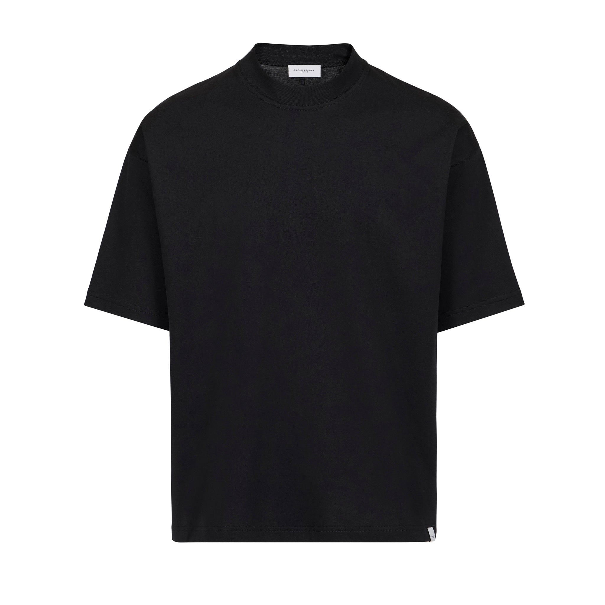 T-Shirt Boxy Fit in Jersey di Cotone Nero T-Shirt Jersey Paolo Pecora