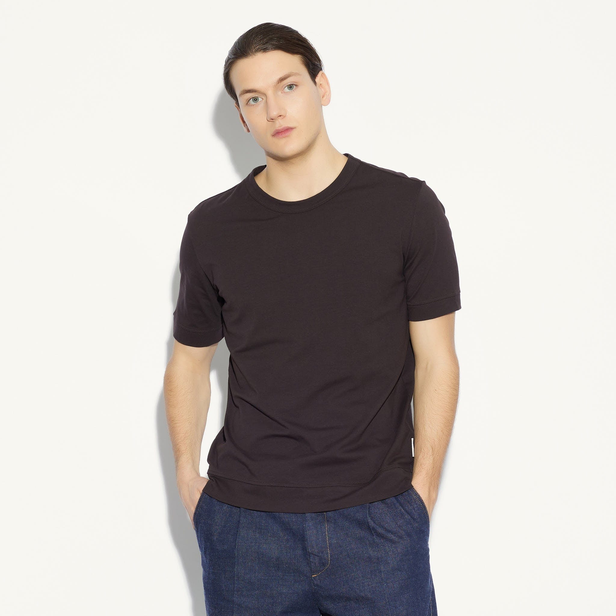 T-Shirt in Cotone Marrone T-Shirt Jersey Paolo Pecora