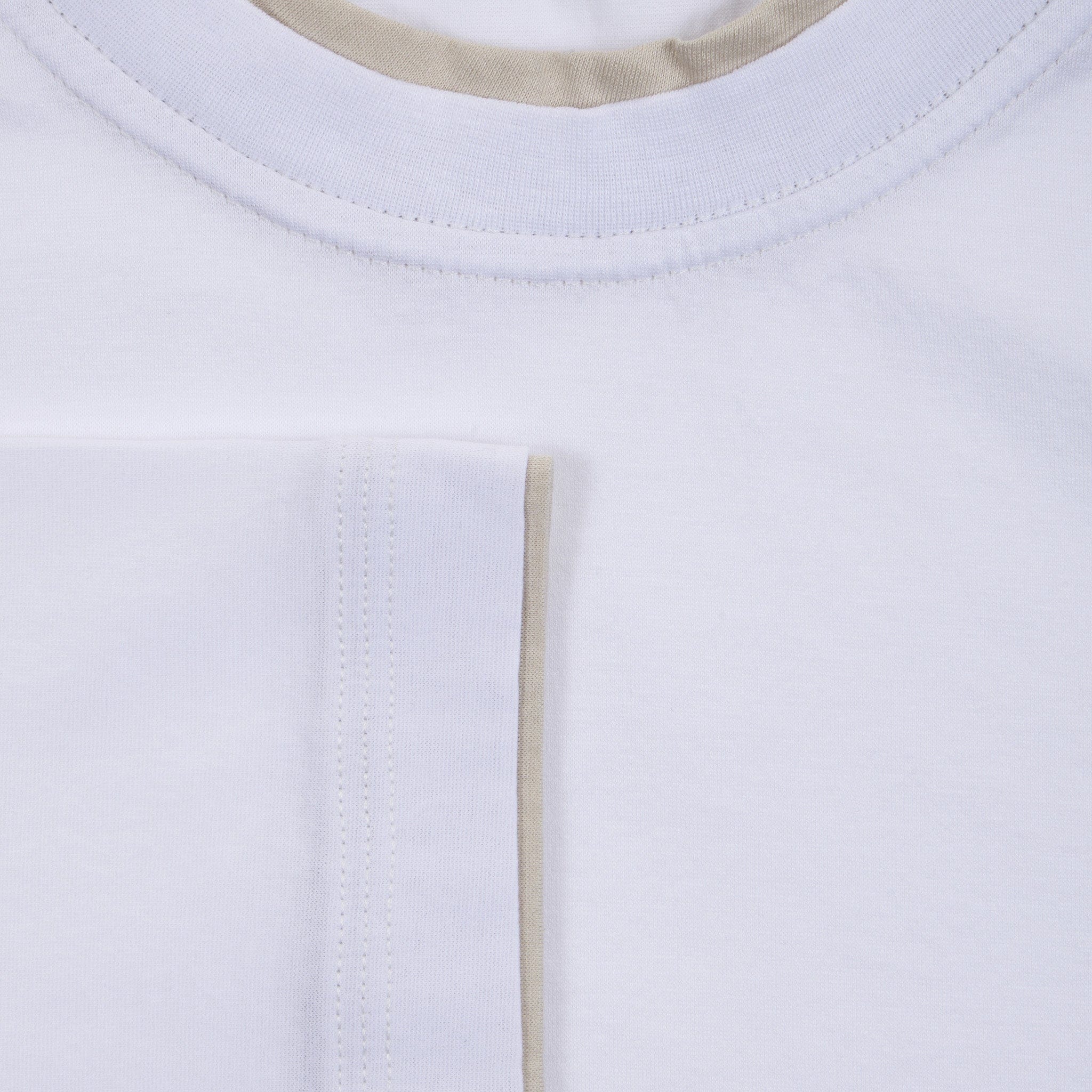 T-Shirt Loose Fit in Jersey di Cotone Bianco e Beige T-Shirt Jersey Paolo Pecora