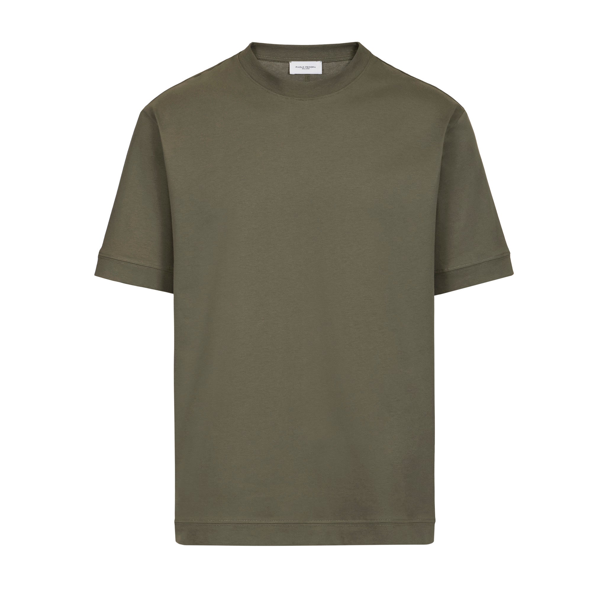T-Shirt Loose Fit in Jersey di Cotone Verde Scuro T-Shirt Jersey Paolo Pecora
