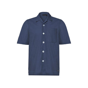 Camicia Regular in Lino Blue Navy con Bottoni Madreperla 46 Paolo Pecora