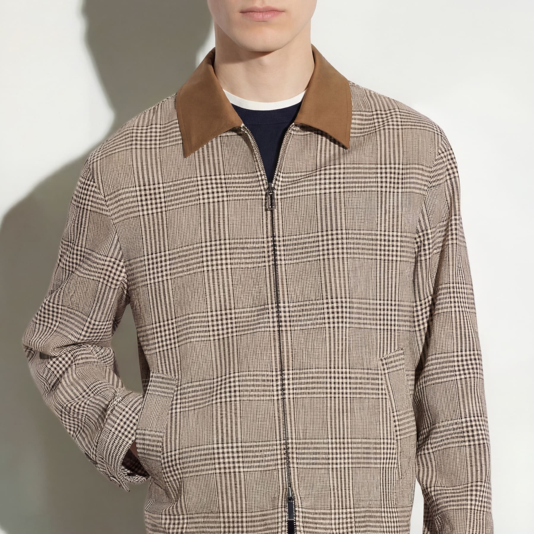 Giubbotto in Tessuto Galles Beige Giubbotto Tessuto 48 / Galles Bianco Beige Paolo Pecora