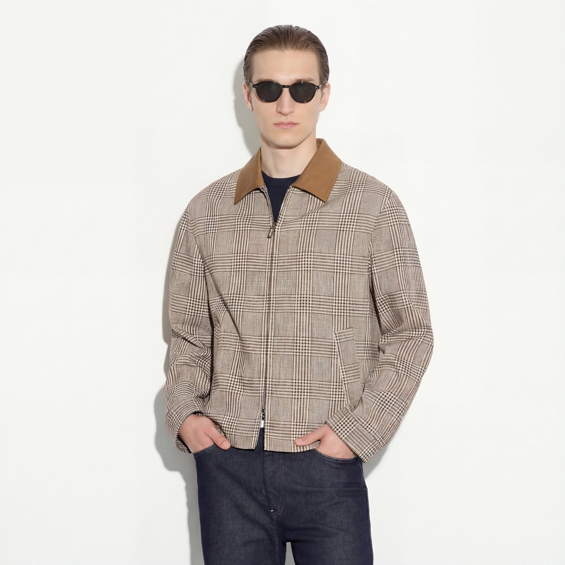 Giubbotto in Tessuto Galles Beige Giubbotto Tessuto 48 / Galles Bianco Beige Paolo Pecora