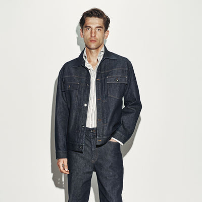 Giubbotto Denim con Tasche Indaco Giubbotto Tessuto 48 / Indaco Paolo Pecora