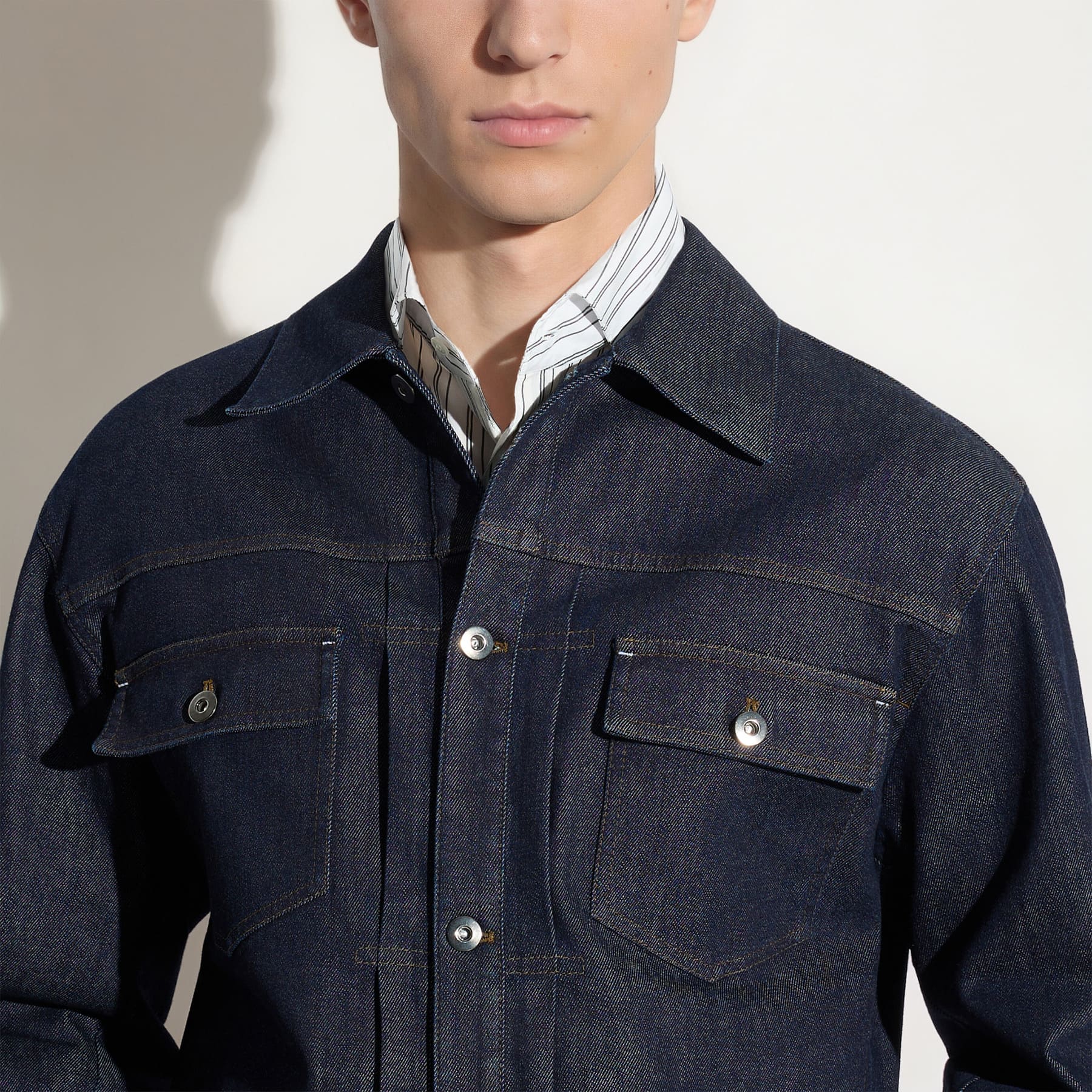 Giubbotto Denim con Tasche Indaco Giubbotto Tessuto 48 / Indaco Paolo Pecora